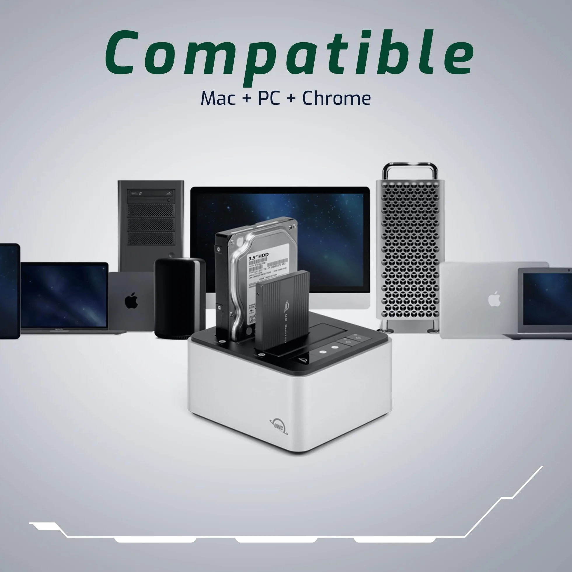 OWC Drive Dock USB 3.2 Dual-Bay Docking Solution dla dysków SATA 2.5" i 3.5"