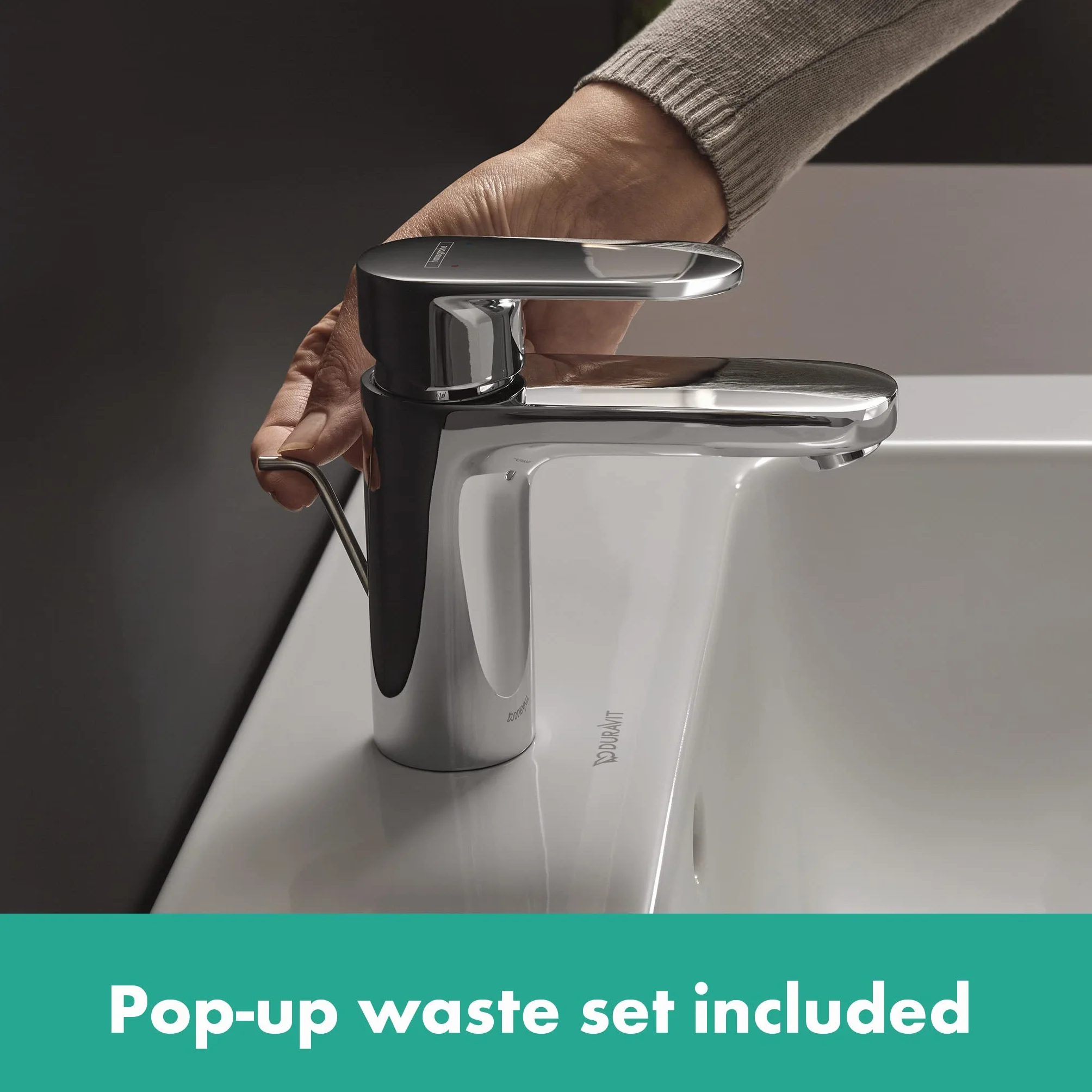 hansgrohe Vernis Blend - jednouchwytowa bateria umywalkowa z zestawem odpływowym, kran łazienkowy z wylewką 88 mm, oszczędność wody (EcoSmart), chrom, 71551000
