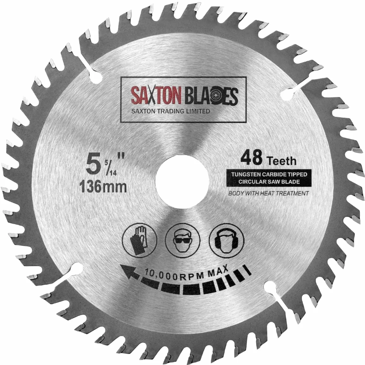 Saxton TCT Okrągła Drewniana Tarcza Piły 136 mm x 20 mm (pierścień 16 mm) x 48 zębów Kompatybilna z Bosch Makita itd