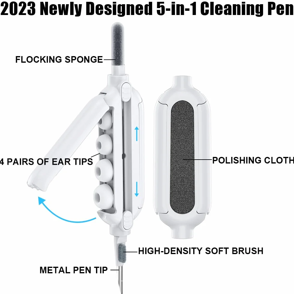 HiFan Silikonowe Końcówki Douszne z Otworem do Airpods Pro i 2. Generacji, Zestaw Czyszczący 5 w 1