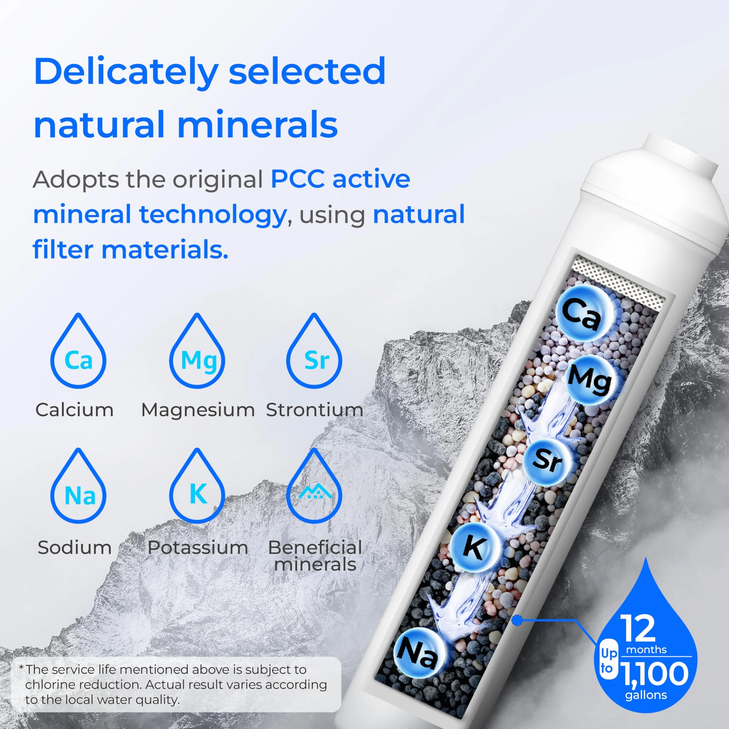 Waterdrop Remineralizacyjny filtr wody inline, filtr końcowy z szybkim złączem 1/4" do systemu filtrów RO odwróconej osmozy, przywraca niezbędne minerały (1)