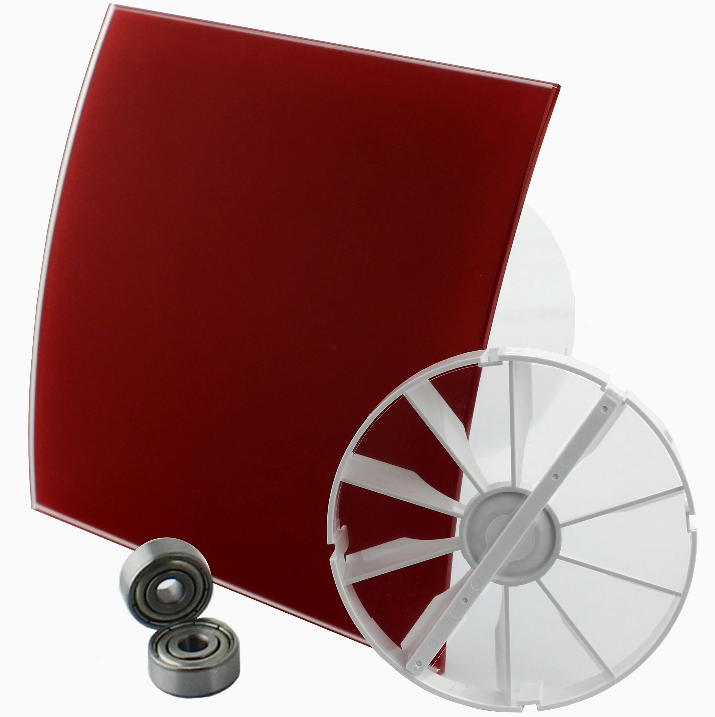 MKK - 18192-002 – STARLIGHT Turbo wentylator łazienkowy, wentylator do pomieszczeń mieszkalnych, łożysko kulkowe, zawór zwrotny, regulacja prędkości obrotowej Ø 100 mm, czerwony, matowy, wygięty