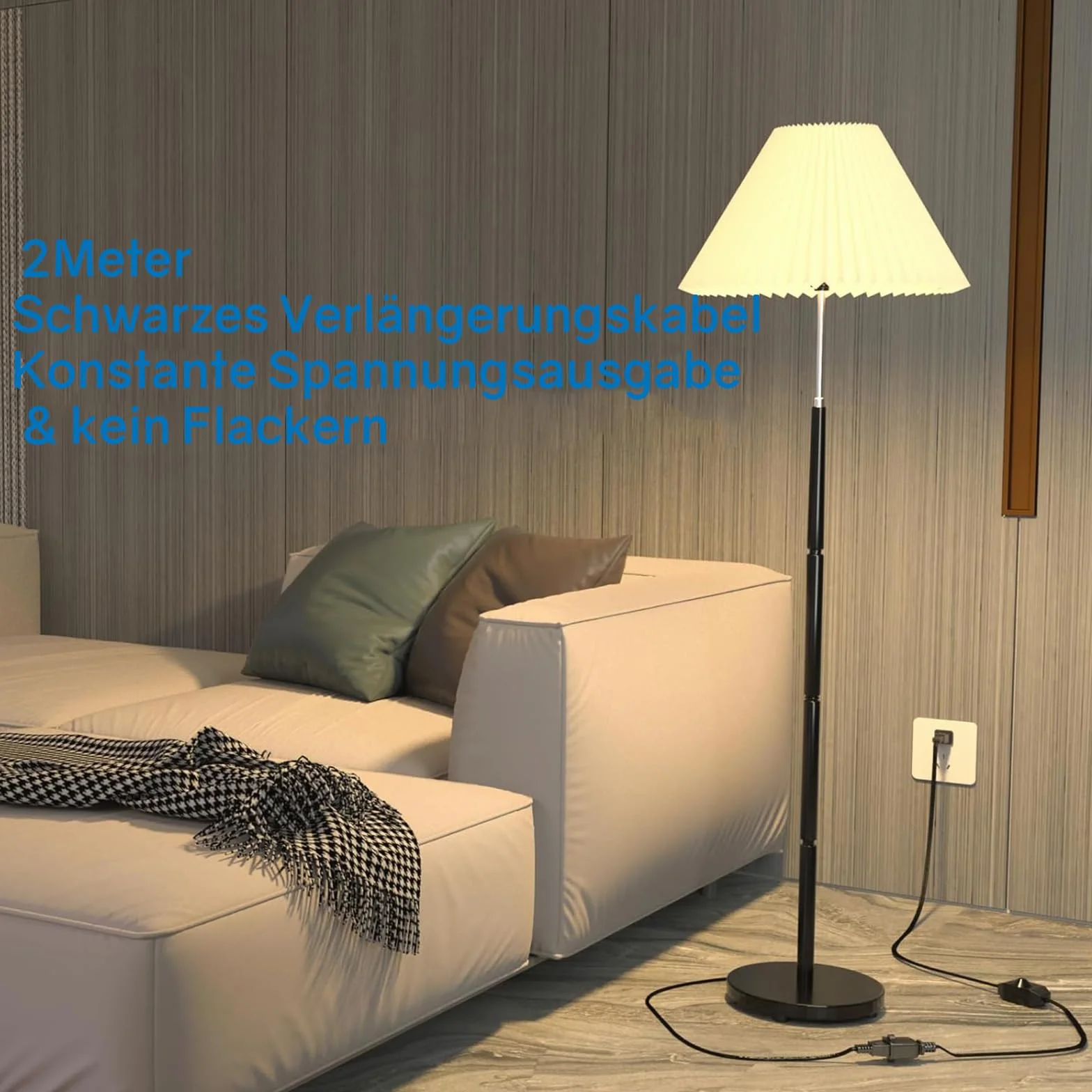 Powice ściemniacz LED z przełącznikiem - 2 metry Euro płaski wtyk do lamp LED, 220-250 V/100 W Max, gniazdo ściemniacza (czarne)
