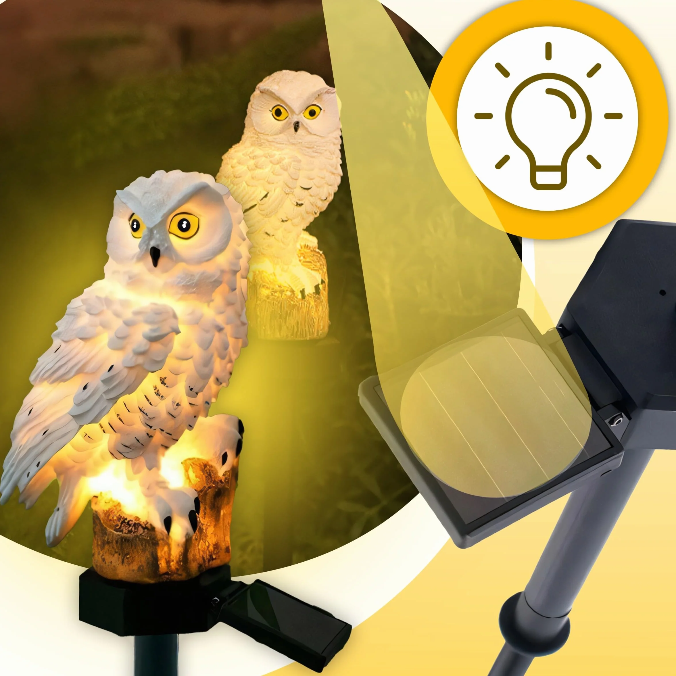 Retoo Solarna lampa LED, dekoracja ogrodowa, wodoszczelna IP44, wysokość 42 cm, czujnik zmierzchu, lampa solarna do ogrodu, na balkon, skrzynki na kwiaty, figurka ogrodowa, lampa ścieżka, statuetka