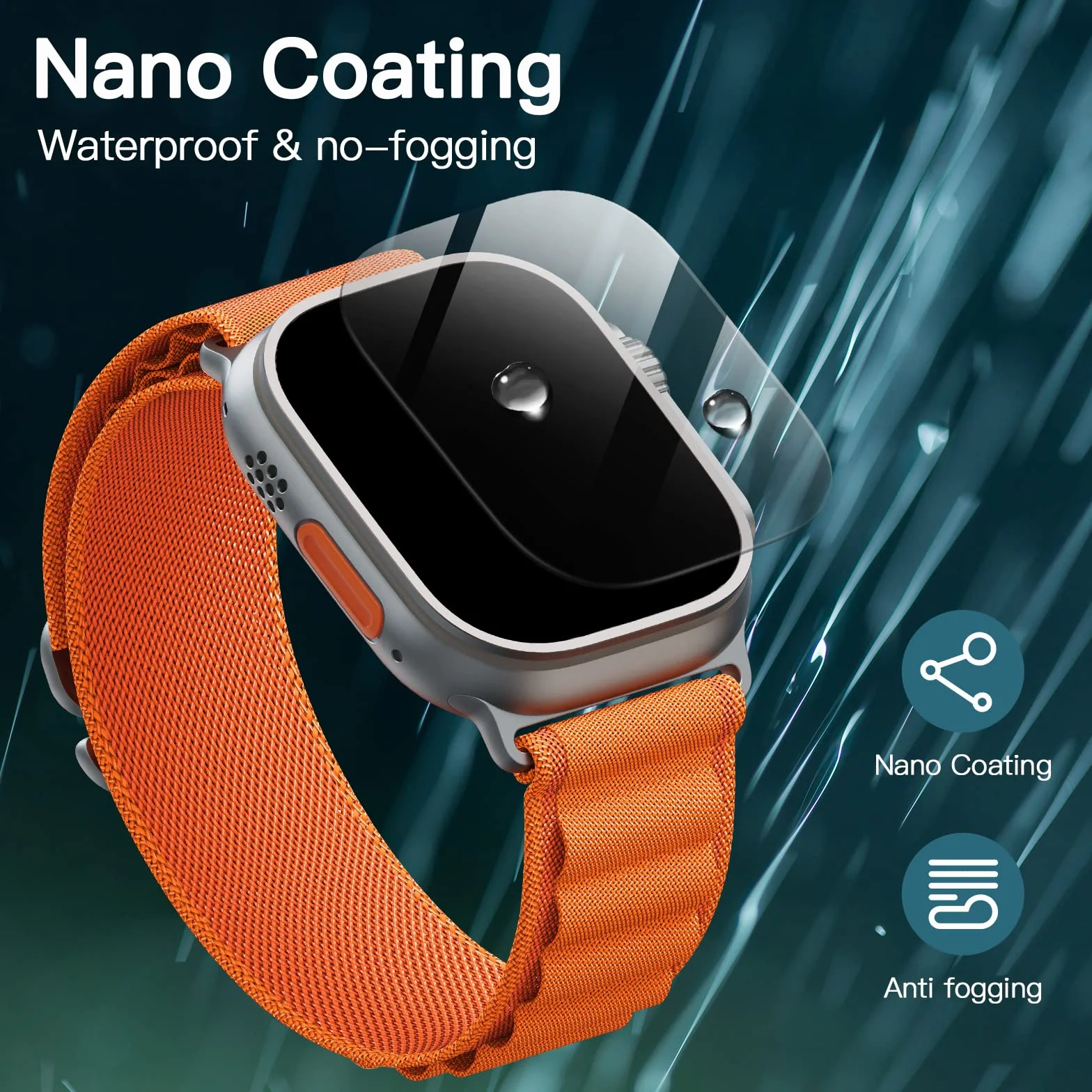 JETech Ochraniacz Ekranu dla Apple Watch Ultra 3/2/1 49mm, Screen Protector Folia Szkło Hartowane Film, HD Wyczyść, 3 Sztuki
