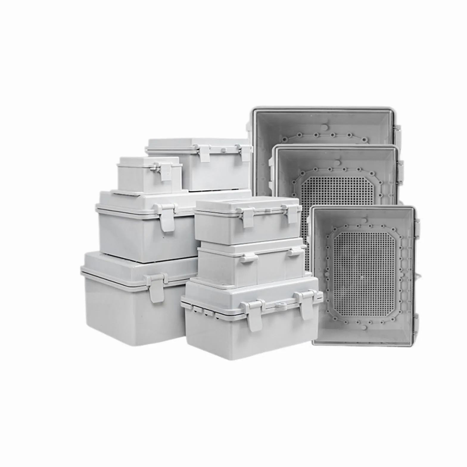 IP66 Abs Pc Hinged Plastikowa obudowa wodoodporna elektryczna skrzynka przyłączeniowa wodoodporna zewnętrzna plastikowa skrzynka rozdzielcza (110 x 110 x 75 mm, szara)