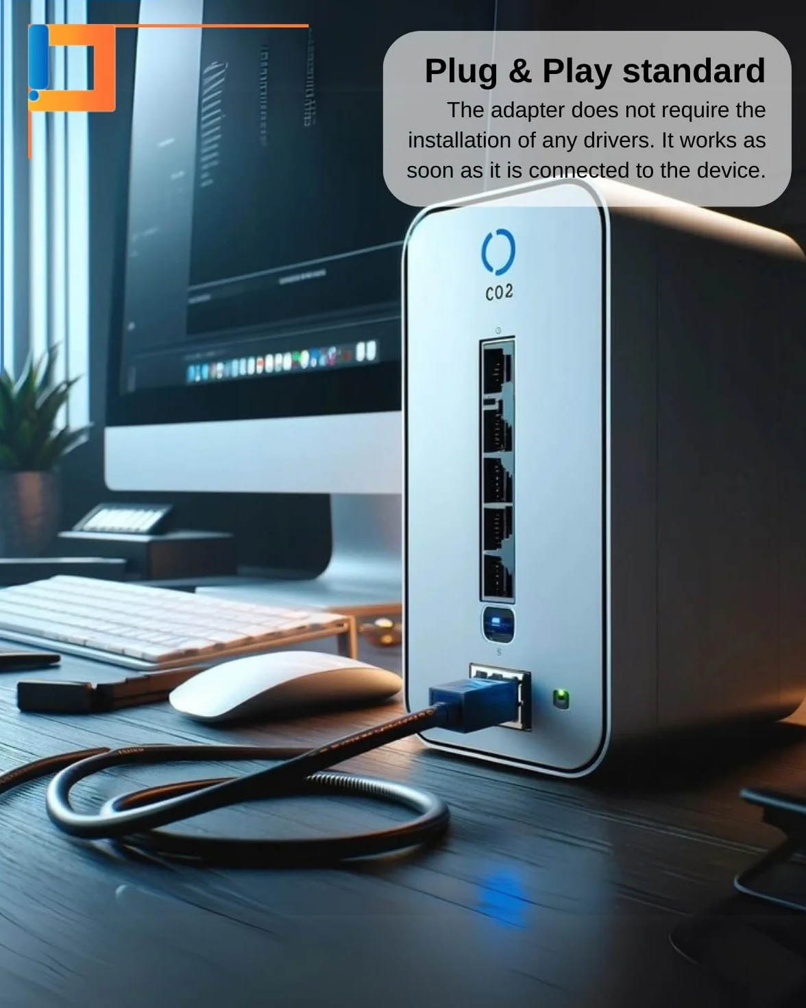 CO2 Karta sieciowa USB-C do Ethernet, Adapter Gigabit RJ-45 LAN 10/100/1000 Mbps, Plug & Play, Wskaźniki LED, Chip Realtek RTL8153, Aluminium Space Gray, Kompatybilny z MacBook, PC, TV Box (USB-C)
