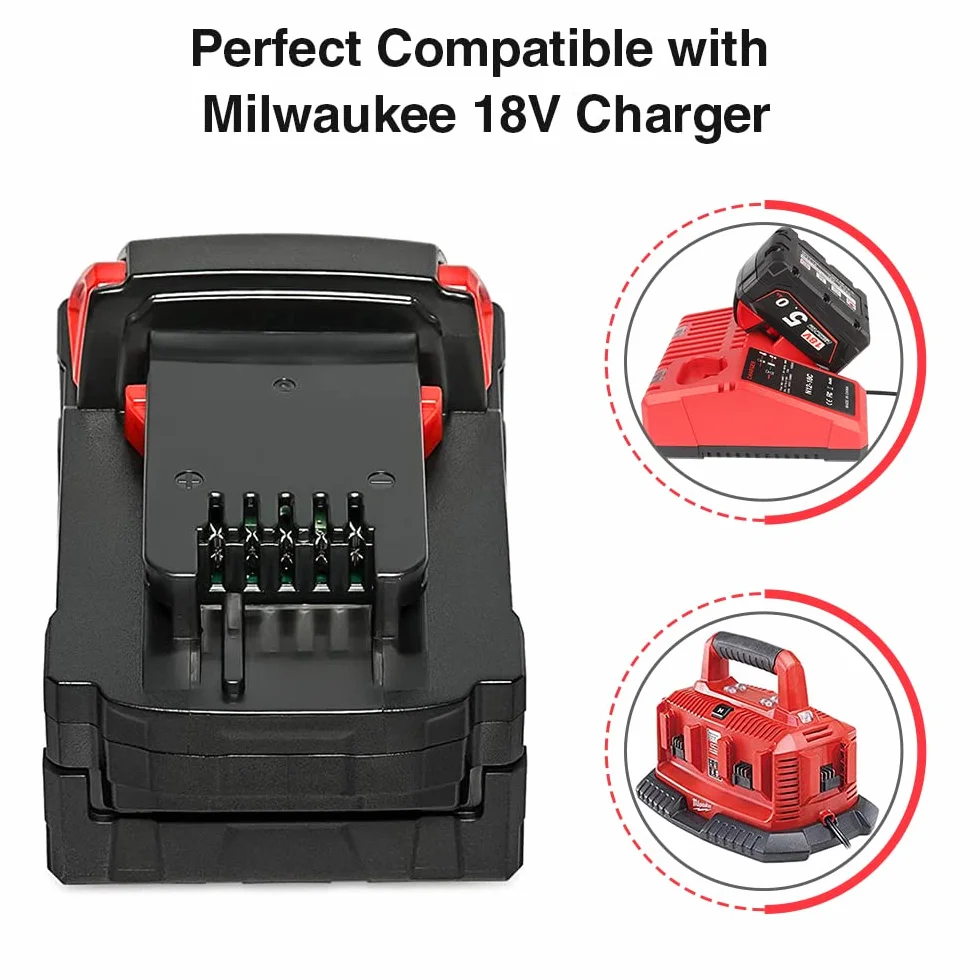 2 x Powarobor M18B5 18 V 5,0 Ah akumulator zastępczy kompatybilny z Milwaukee M18 18 V akumulator 48-11-1860