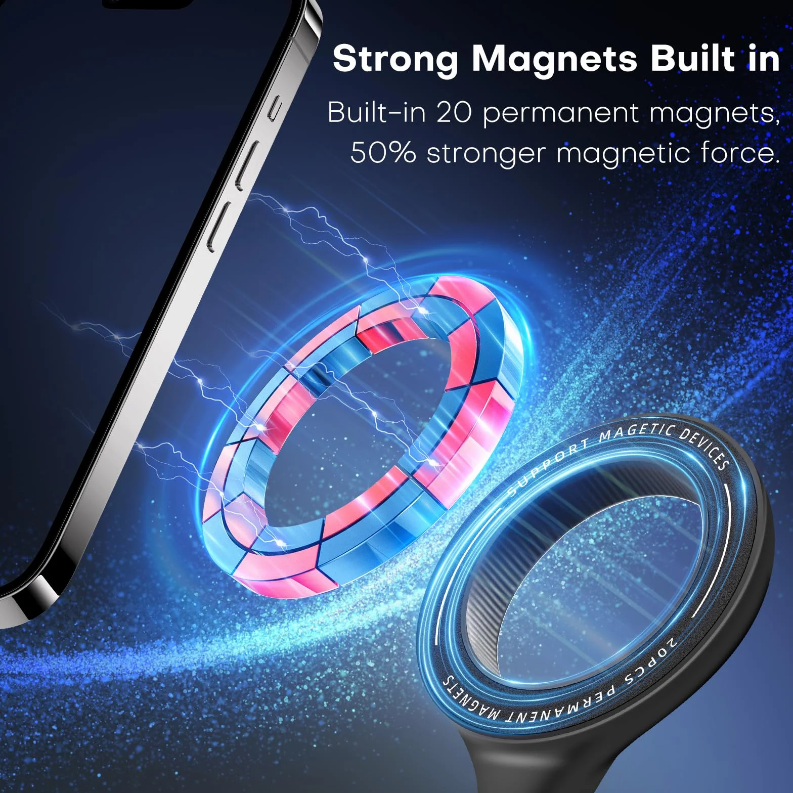 REYGEAK Magnetyczny uchwyt na telefon do selfie POV, pasek piersiowy, mocowanie na szyję dla Mag-Safe iPhone 15 14 13 12 Pro Max