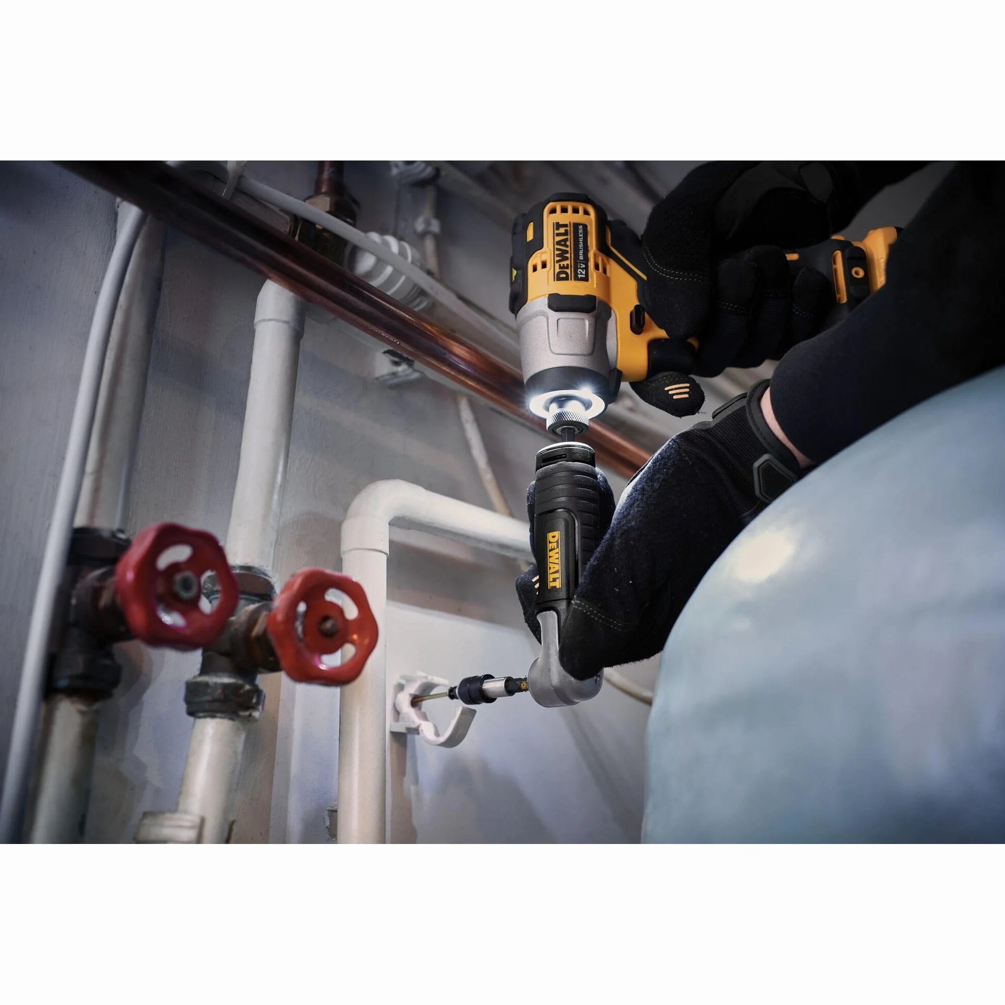 DEWALT FlexTorq adapter wiertarki kątowej, system 4 w 1, kompaktowy, elastyczny prosty trzpień, 30,5 cm (DWAMRASETFT)