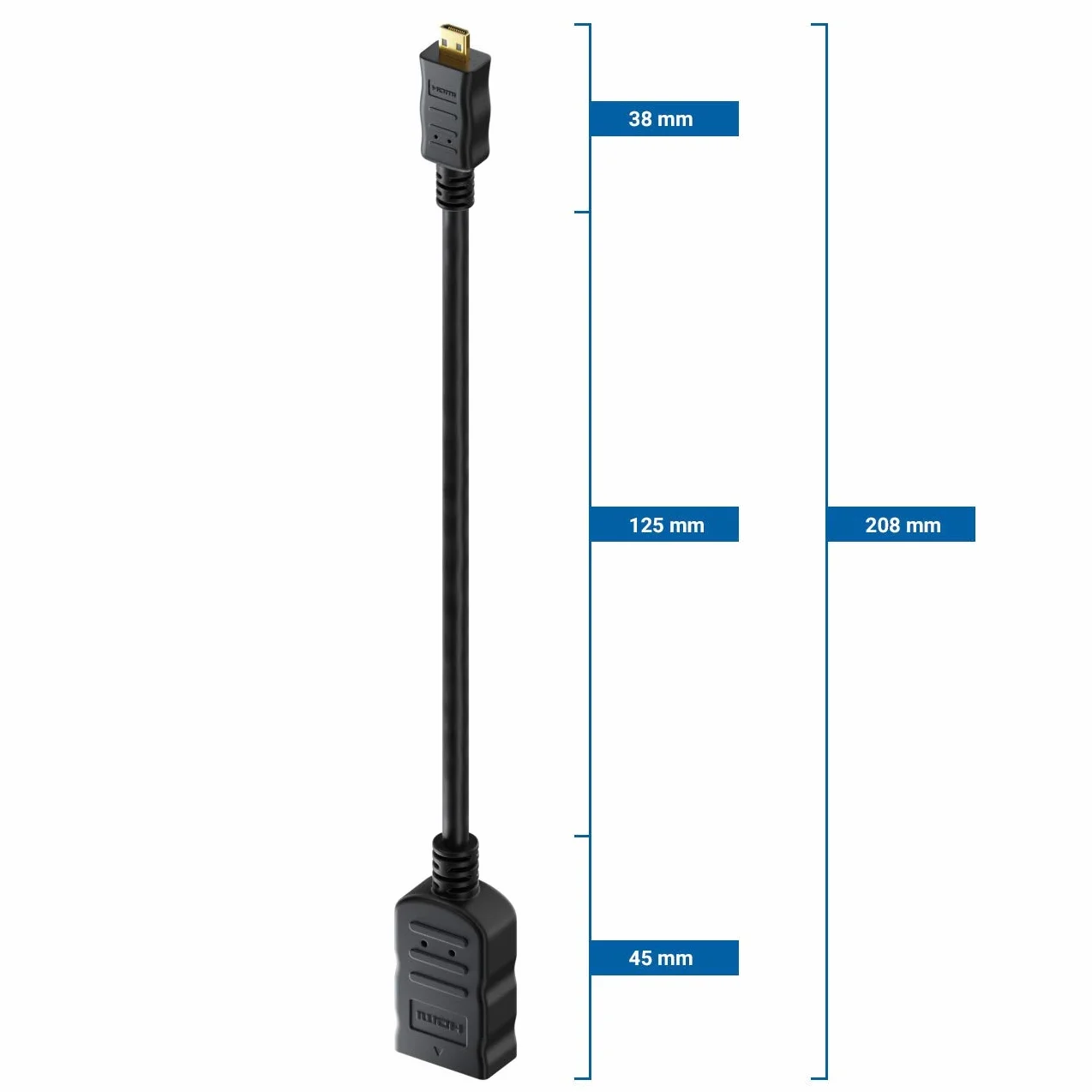 deleyCON 10cm Micro HDMI Adapter Kabel Portsaver Micro-HDMI Wtyk na Gniazdo HDMI 4K UHD 2160p
