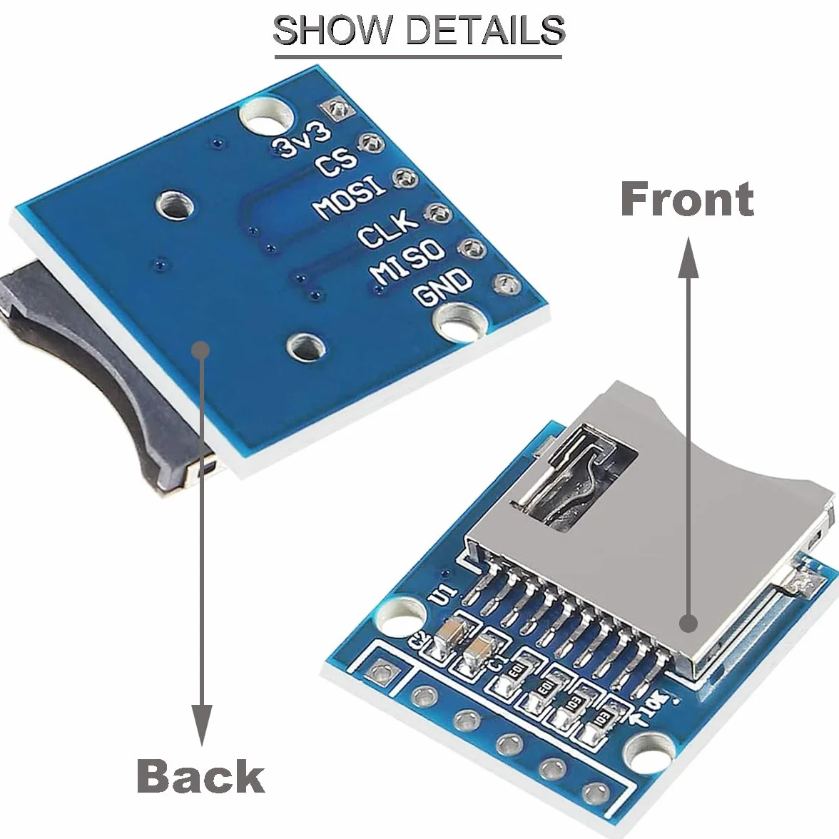 Moduł karty Micro SD TF SPI z adapterem i konwersją poziomu do Arduino