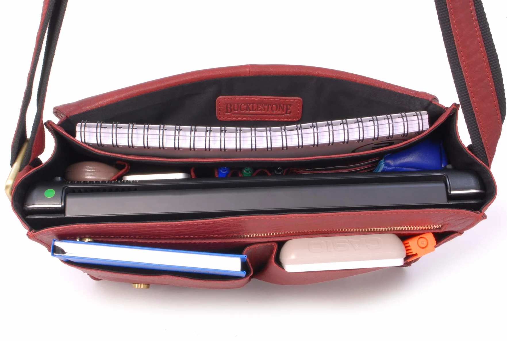 Męska Skórzana Torba na Ramię - Średnia Listonoszka - Torba do Pracy na Laptopa 15 Cali i Notesy A4 - Lancaster
