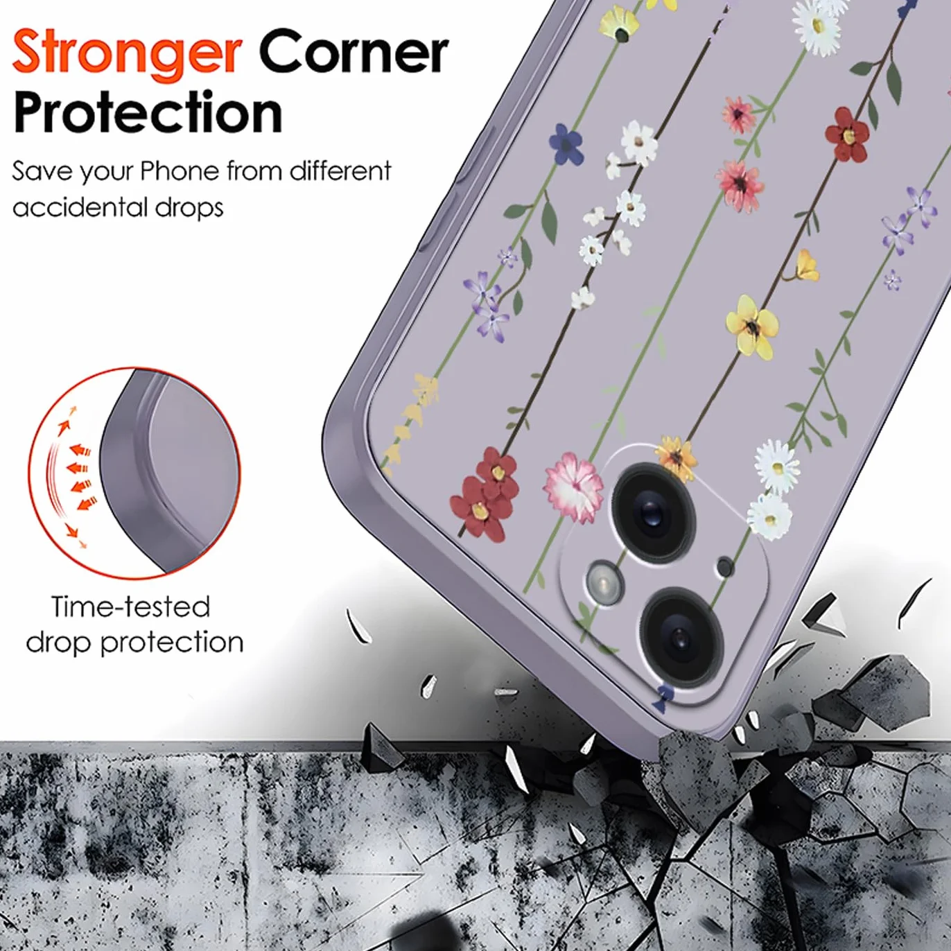 YUXING Silikonowe etui ochronne do Motorola Moto G05, kwiat fioletowy