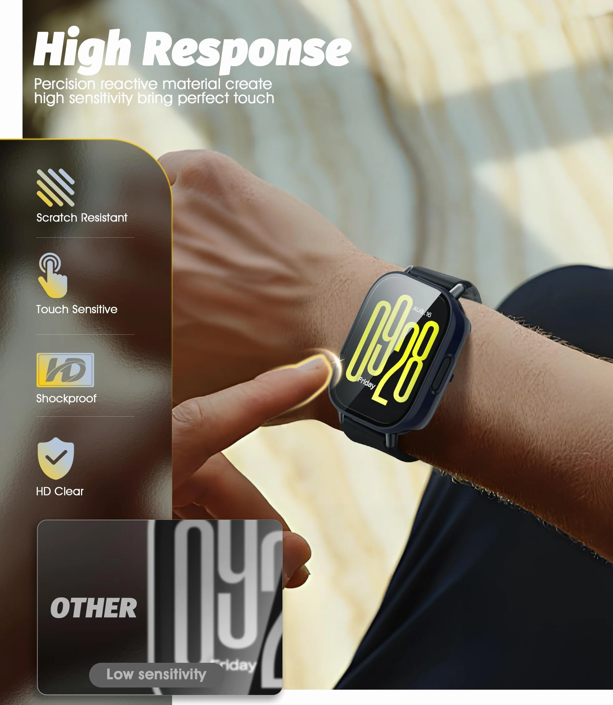 Etui kompatybilne z Xiaomi Redmi Watch 5 Active, ramka ochronna PC, szkło hartowane - niebieski/zielony