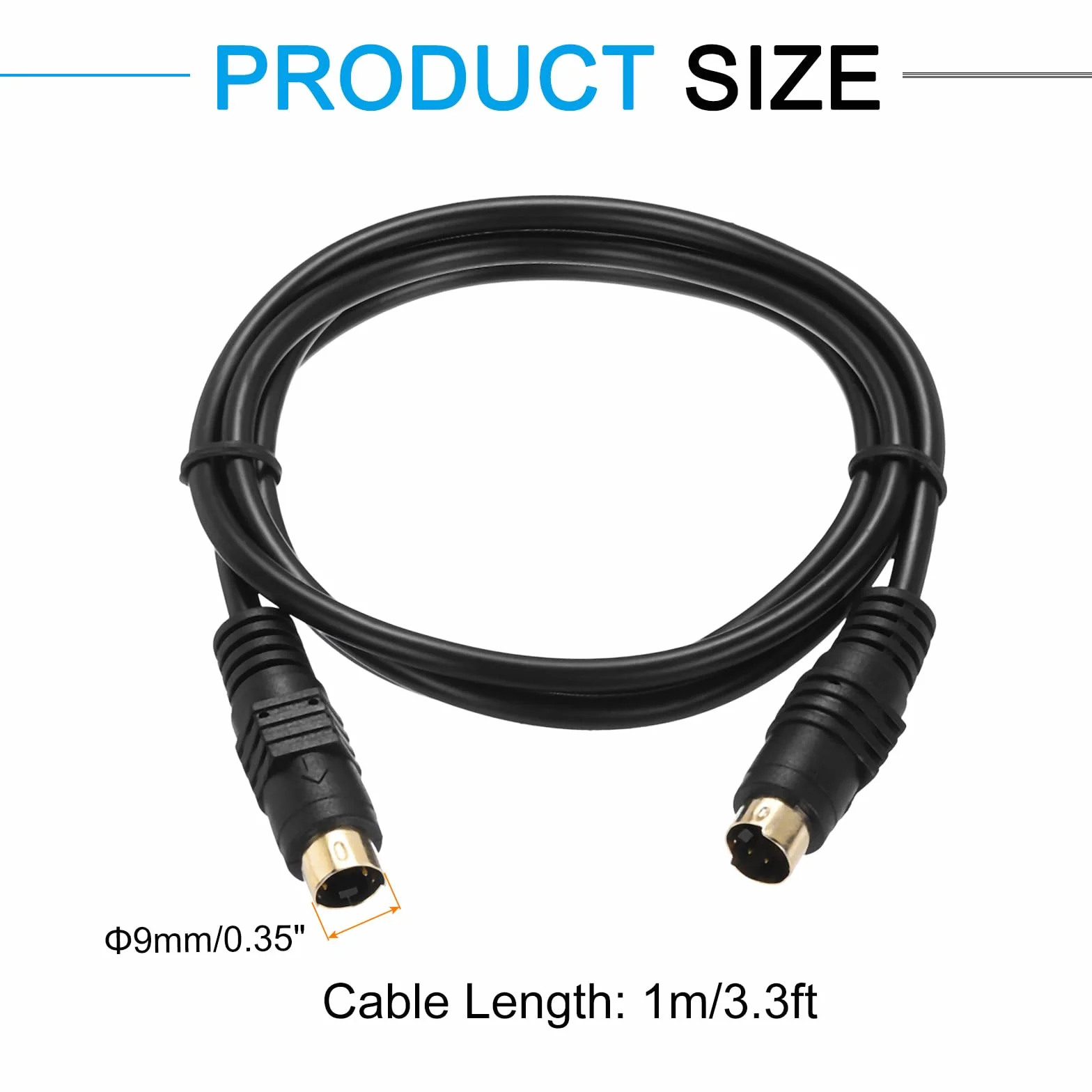 QUARKZMAN S kabel wideo 1 m/3,3 ft, mini DIN 4-pinowy kabel S-video wtyczka na wtyczkę pozłacane złącze transmisja do odbiornika telewizyjnego monitora S-VHS VCR DVD