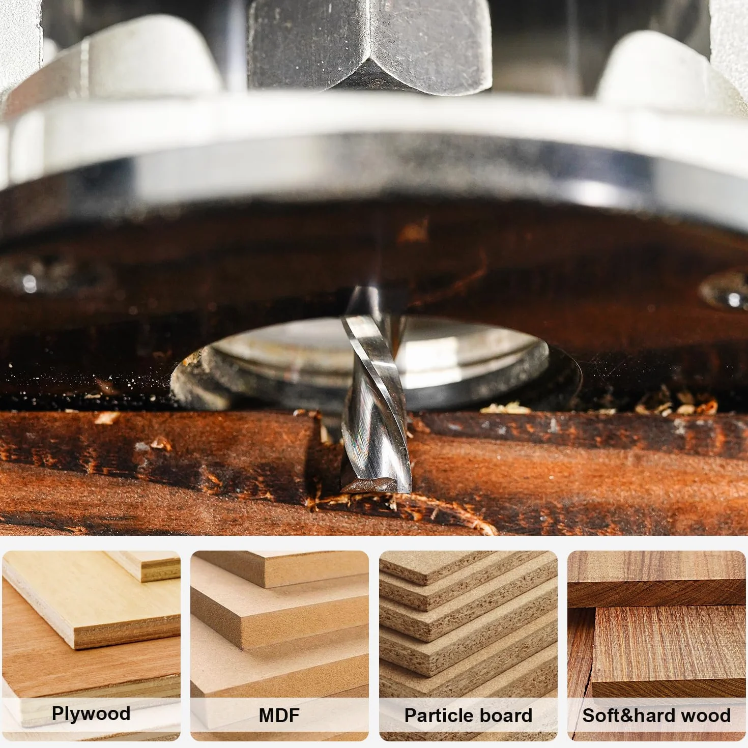 SpeTool Frez do rowków spiralnych 8 mm, trzonek downcut 4 mm, średnica cięcia 20 mm, długość cięcia wiertło frezarskie 2 rowki, frez spiralny, frez do rowków VHM, frez trzpieniowy, frez CNC do