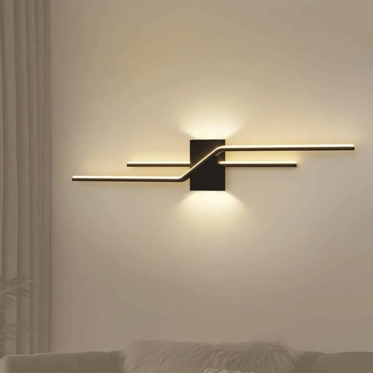 Générique Kinkiety Oświetlenie liniowe LED Kinkiet 120 cm Lampa ścienna do sypialni Salon Korytarz (Czarny 120 cm)