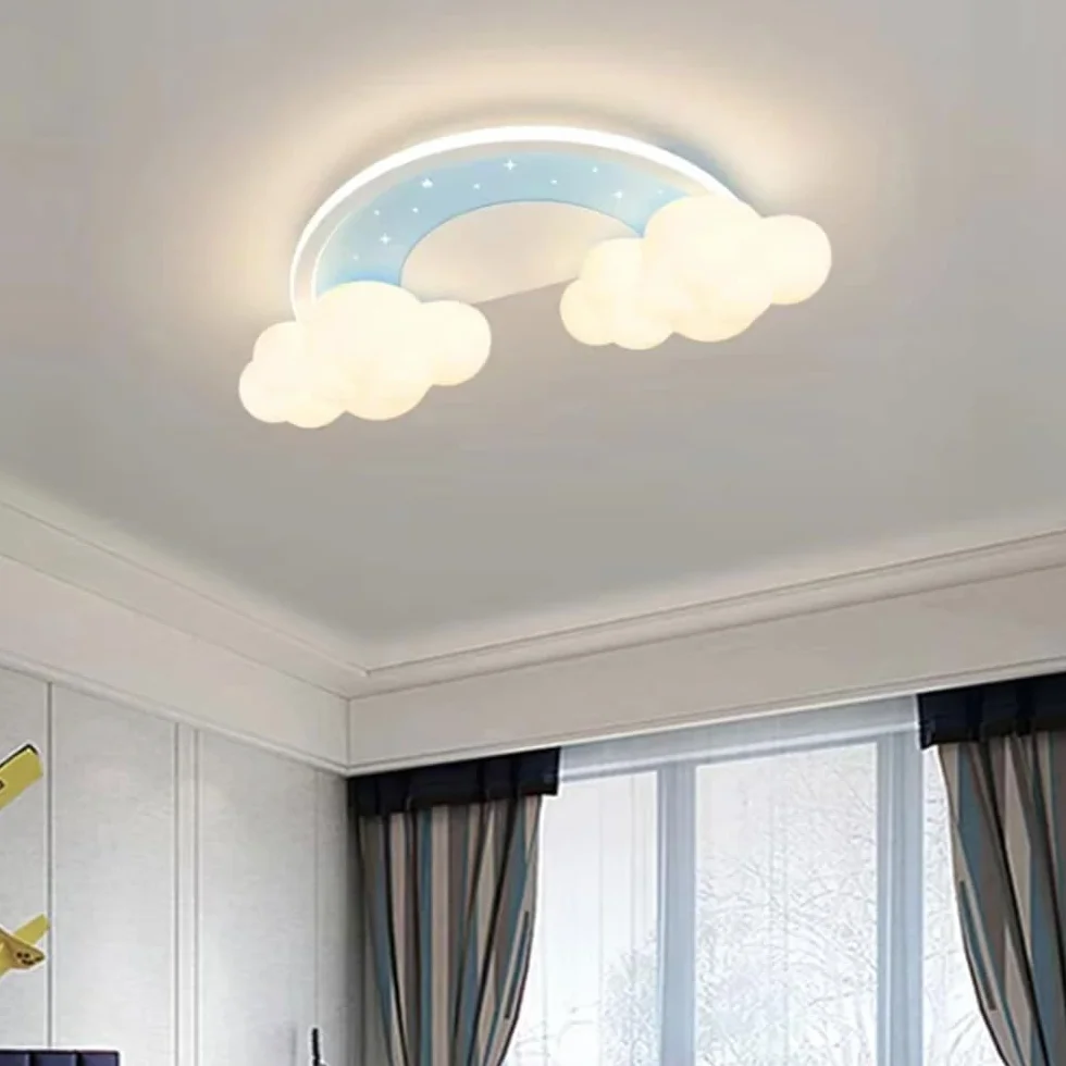 Nowoczesne ciepłe lampy sufitowe do pokoju dziecięcego, ochrona oczu Kolorowa tęcza chmura Lampa sufitowa lampa wisząca Prosty romantyczny pokój dziecięcy Chłopiec dziewczyna Sypialnia Lampy sufitowe