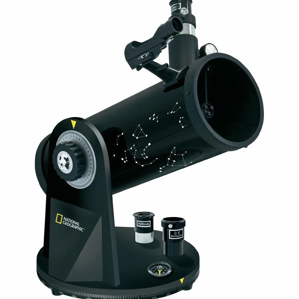 National Geographic Teleskop 114/500 Compact z montażem azymutalnym stołowym i wyszukiwarką LED, czarny