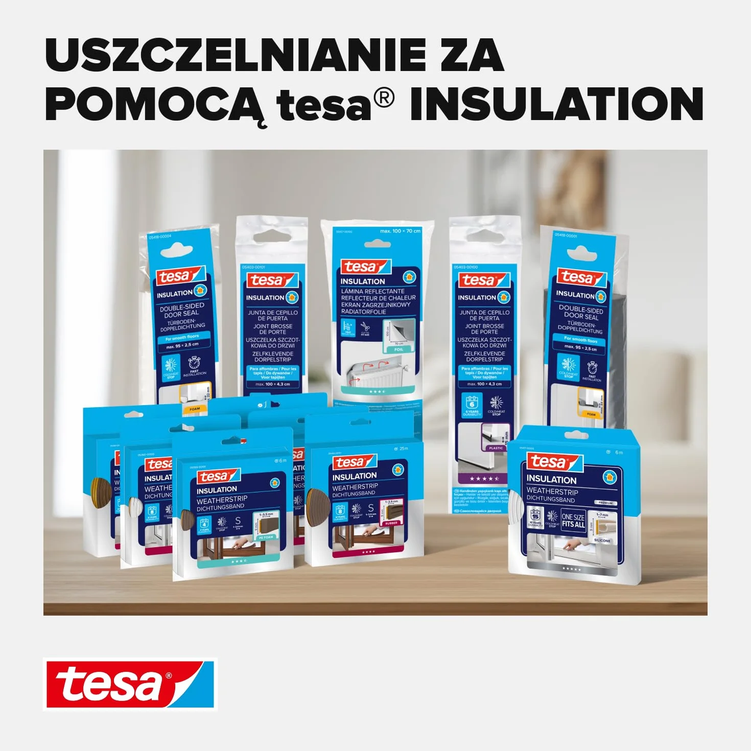 tesa INSULATION S taśma uszczelniająca - Samoprzylepna gumowa uszczelka do izolacji szczelin w oknach i drzwiach - Brązowa - 25 m x 9 mm x 4 mm