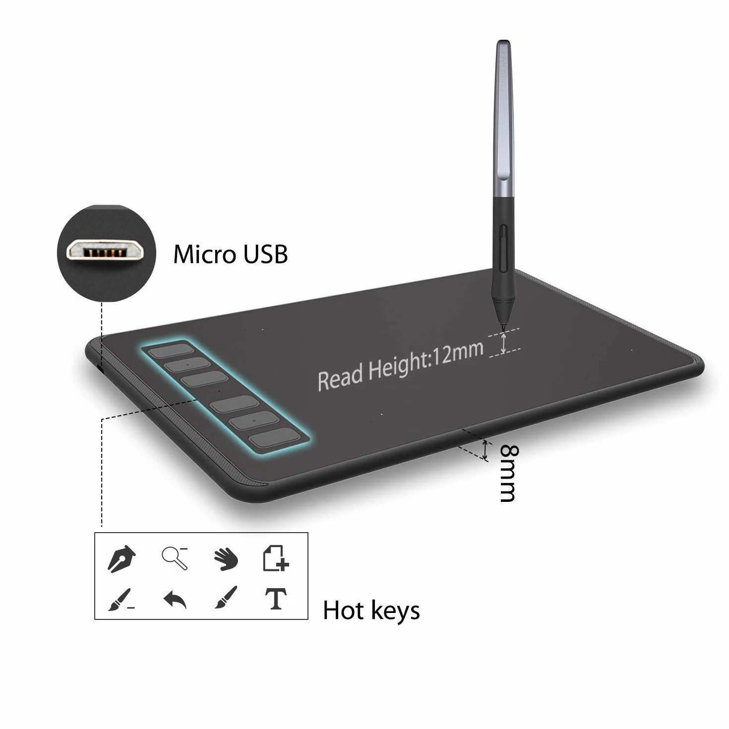 HUION INSPIROY H640P 8192 Tablet graficzny z piórem bez baterii