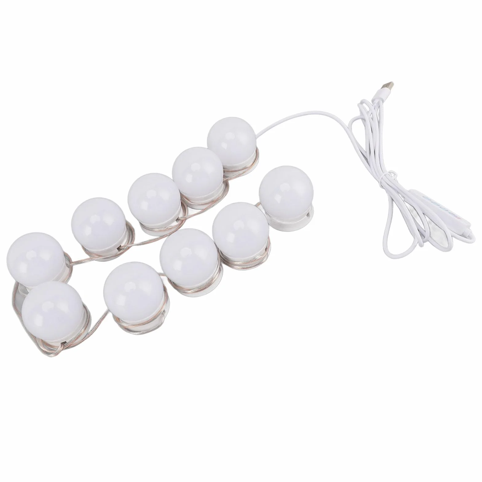 Lampki Toaletkowe LED z 10 ściemnialnymi żarówkami, Lampki Toaletkowe w Stylu Hollywoodzkim, Regulowane Białe i Jasne światła Lustrzane USB, Przyklejane do Makijażu, Garderoby,