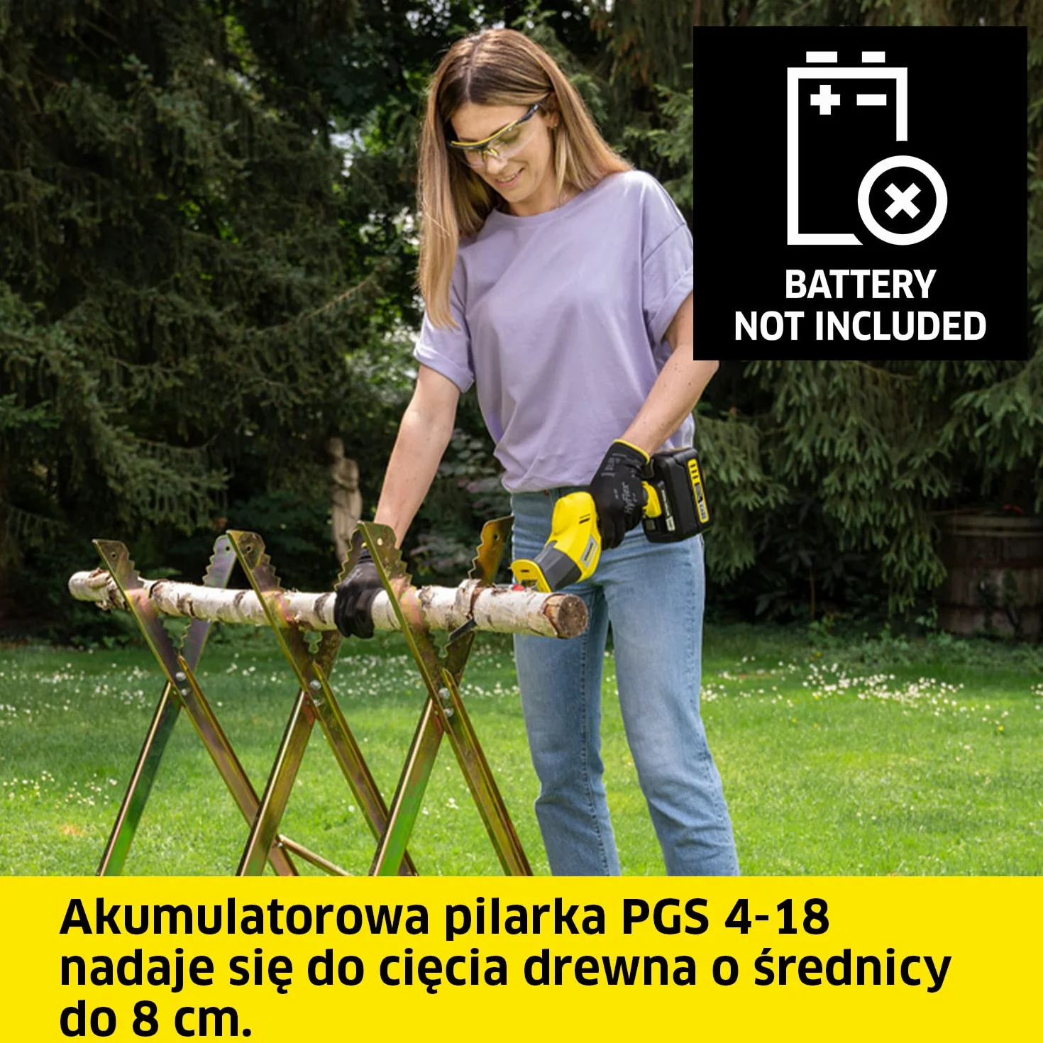 Kärcher Pilarka akumulatorowa 18 V PGS 4-18, do gałęzi 8 cm, odłączany uchwyt, 120 cięć na ładowaniu