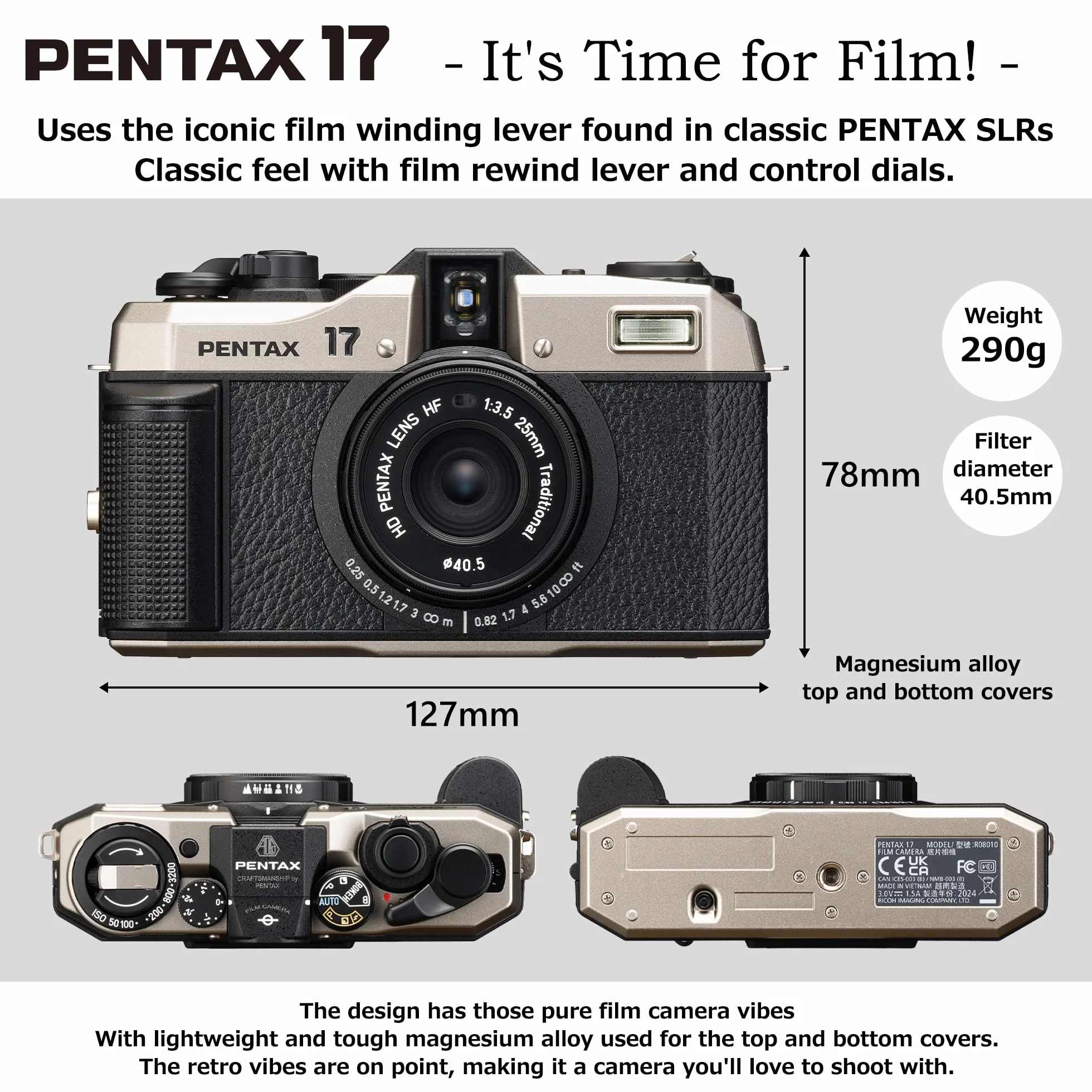 PENTAX 17 Kompaktowy aparat na kliszę stała ogniskowa połowa wielkości