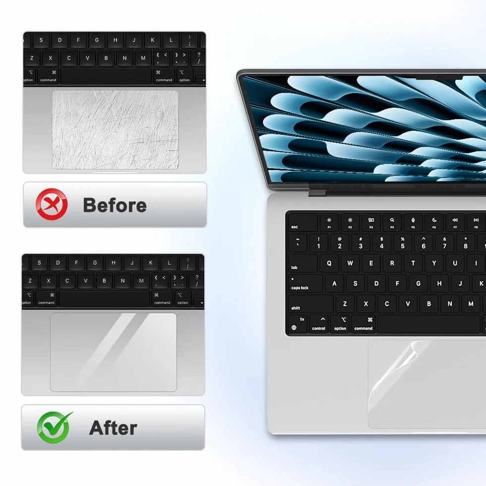 Ochraniacz na gładzik do MacBooka Air 38.9 cm (A3241, układ M4), przezroczysty pokrowiec na panel dotykowy do laptopa, akcesoria ochronne do MacBooka Air 15,3 cala (38.9 cm)