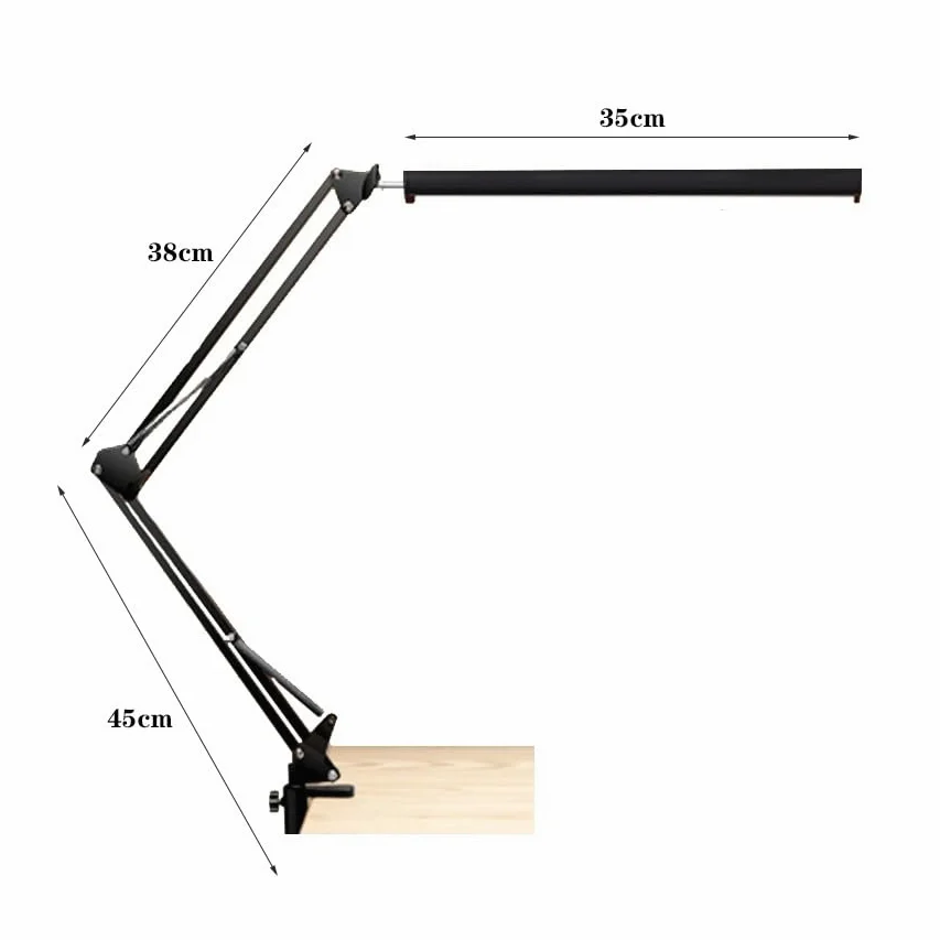 Lampa biurkowa Lampa biurkowa LED z zaciskiem, metalowa lampa wysięgnikiem, składana lampka do czytania chroniąca oczy, 3 tryby kolorów i płynne przyciemnianie, używana w biurze domowym