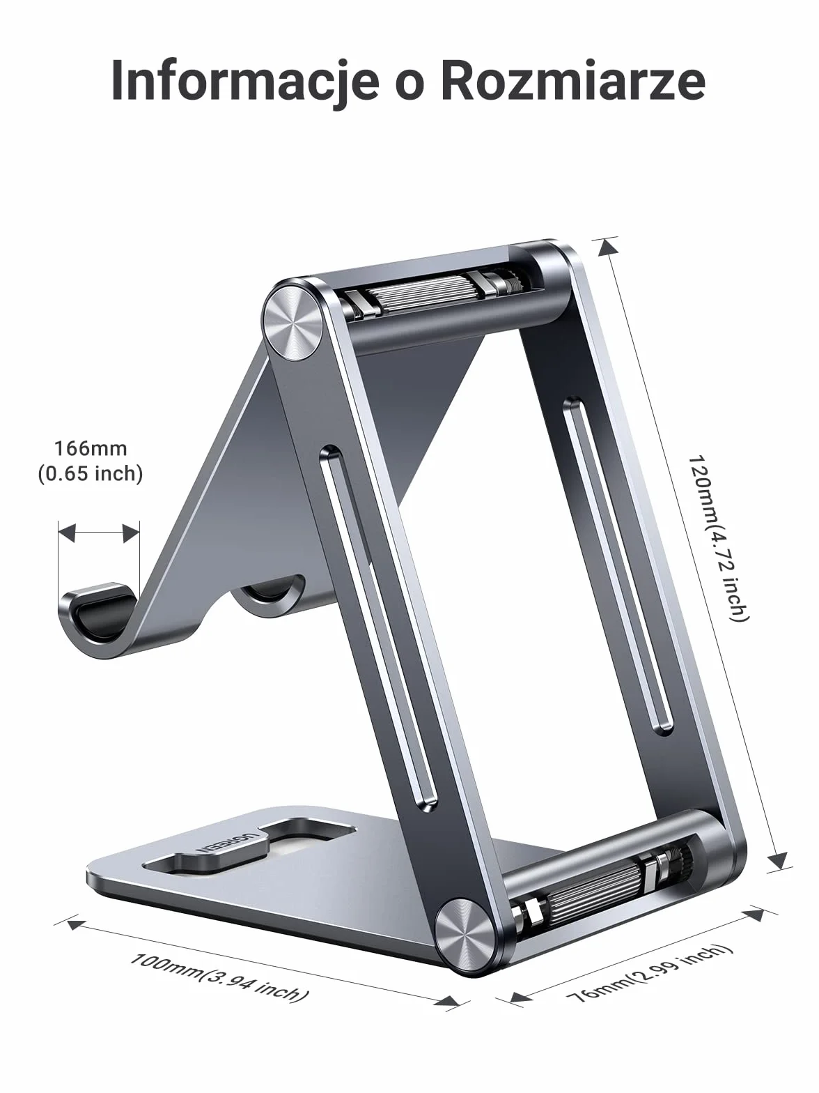 UGREEN Uchwyt na Telefon Aluminiowy Regulowany Składany Kompatybilny z iPhone Galaxy Redmi