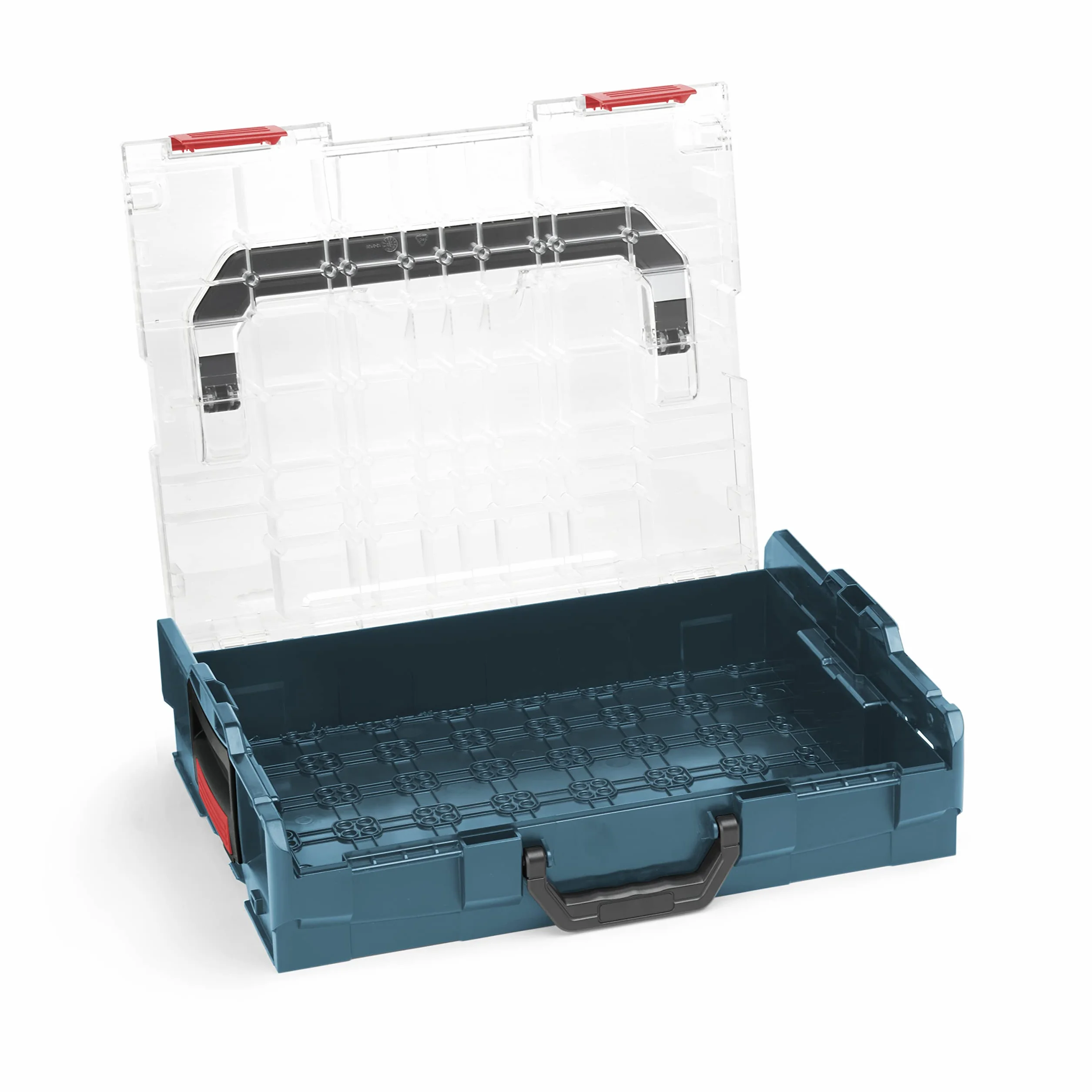 Sortimo Bosch L-BOXX 102 profesjonalna walizka narzędziowa z tworzywa sztucznego, niebieska, przezroczysta pokrywka z zestawem pojemników H3, pudełka do sortowania małych części | idealny system przechowywania małych części