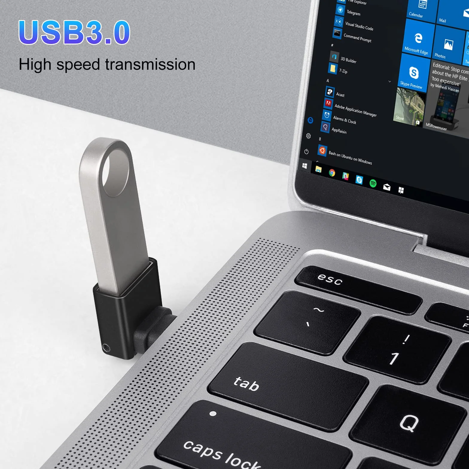Adapter USB C na USB (2 sztuki), 90 stopni USB C męski na USB 3.0 żeński adapter OTG konwerter kompatybilny z MacBook Pro 2019/2018, Samsung i innymi urządzeniami USB-C, czarny