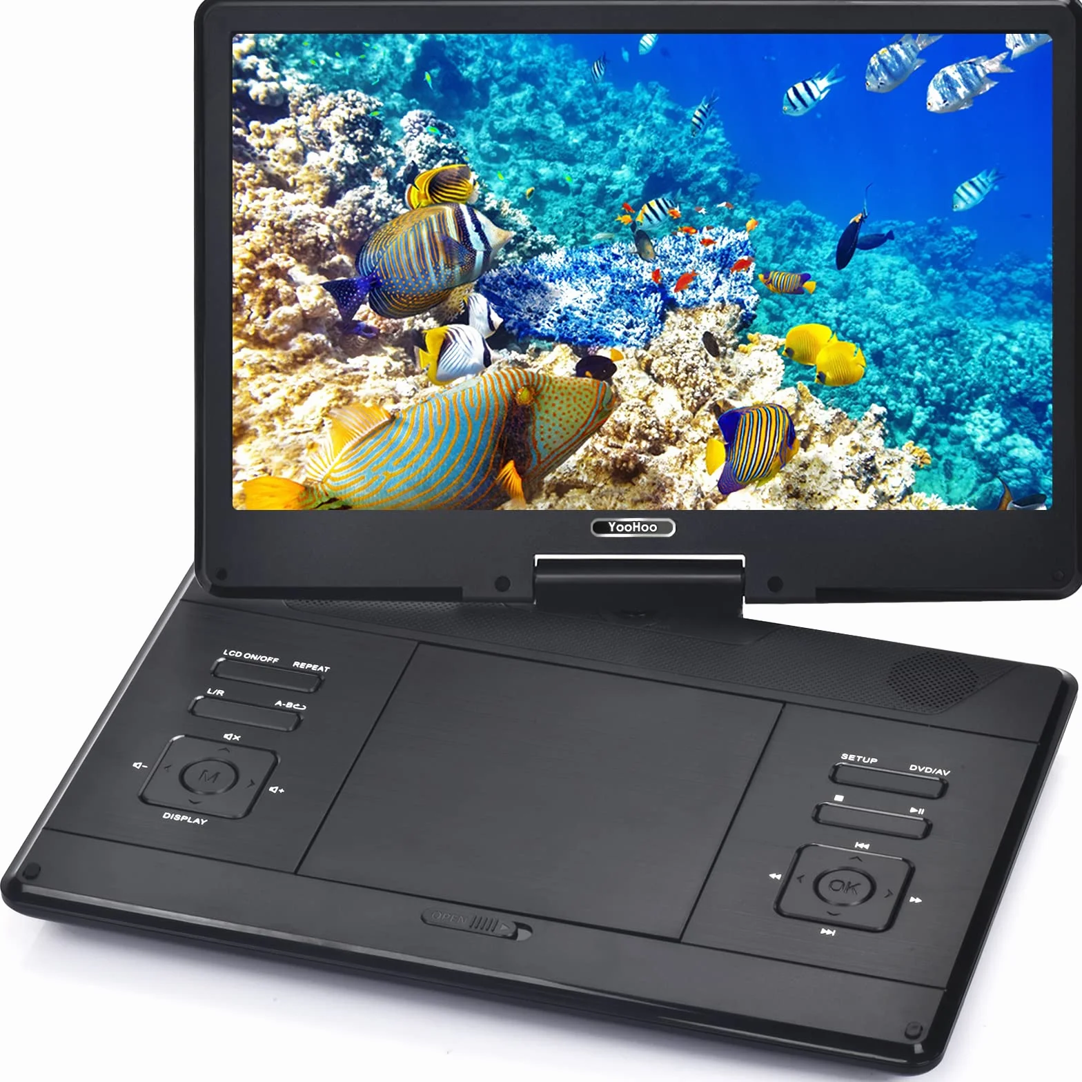YOOHOO Przenośny odtwarzacz DVD 16,9" z dużym ekranem obrotowym 14,1" czarny