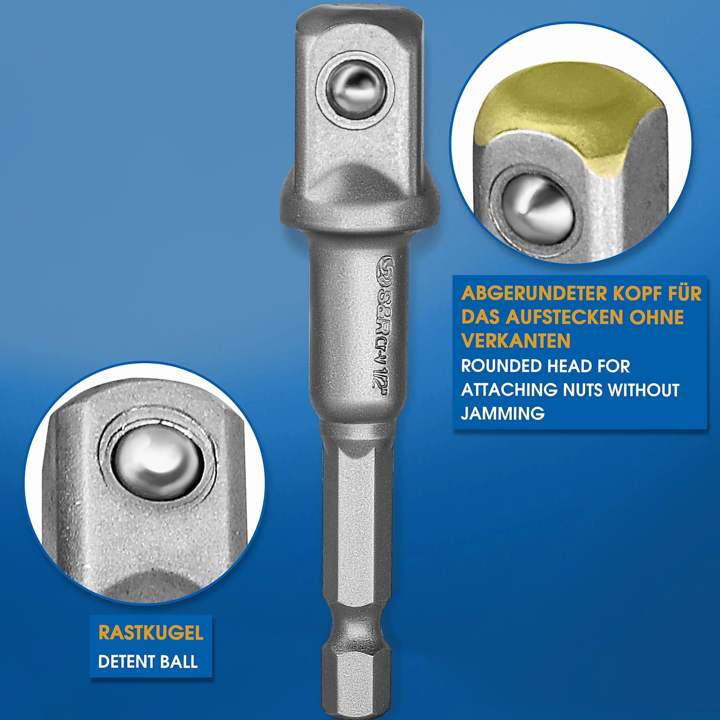 S&R Zestaw adapterów do kluczy nasadowych sześciokątnych na 1/4", 1/2", 3/8" czworokątny, do wiertarki i wkrętarki akumulatorowej, do wkręcania bez zagięcia, klucze nasadowe i nasadki nasadowe,