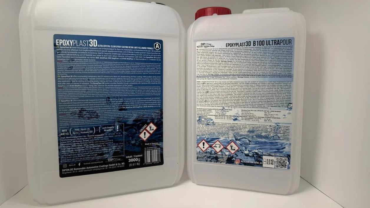3,0 kg żywica epoksydowa żywica epoksydowa tworzywo sztuczne 3D B100 ULTRA POUR 11 cm (110 mm) wysokość do stołu rzecznego i ultra diamentowa, przezroczysta, maksymalna ochrona przed promieniowaniem