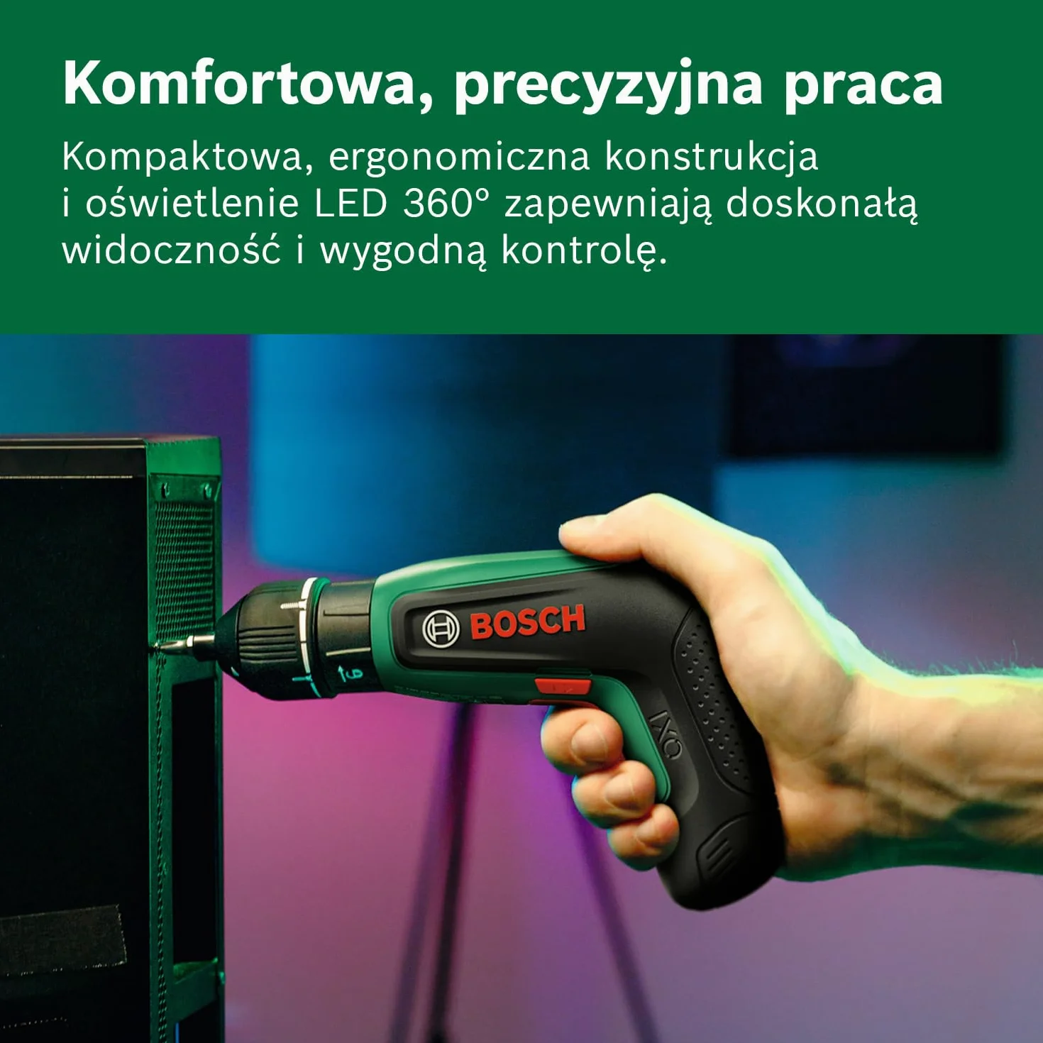Bosch IXO 8 Wkrętarka akumulatorowa (z adapterem kątowym i mimośrodowym, 10-częściowym zestawem bitów i akumulatorem, w walizce)