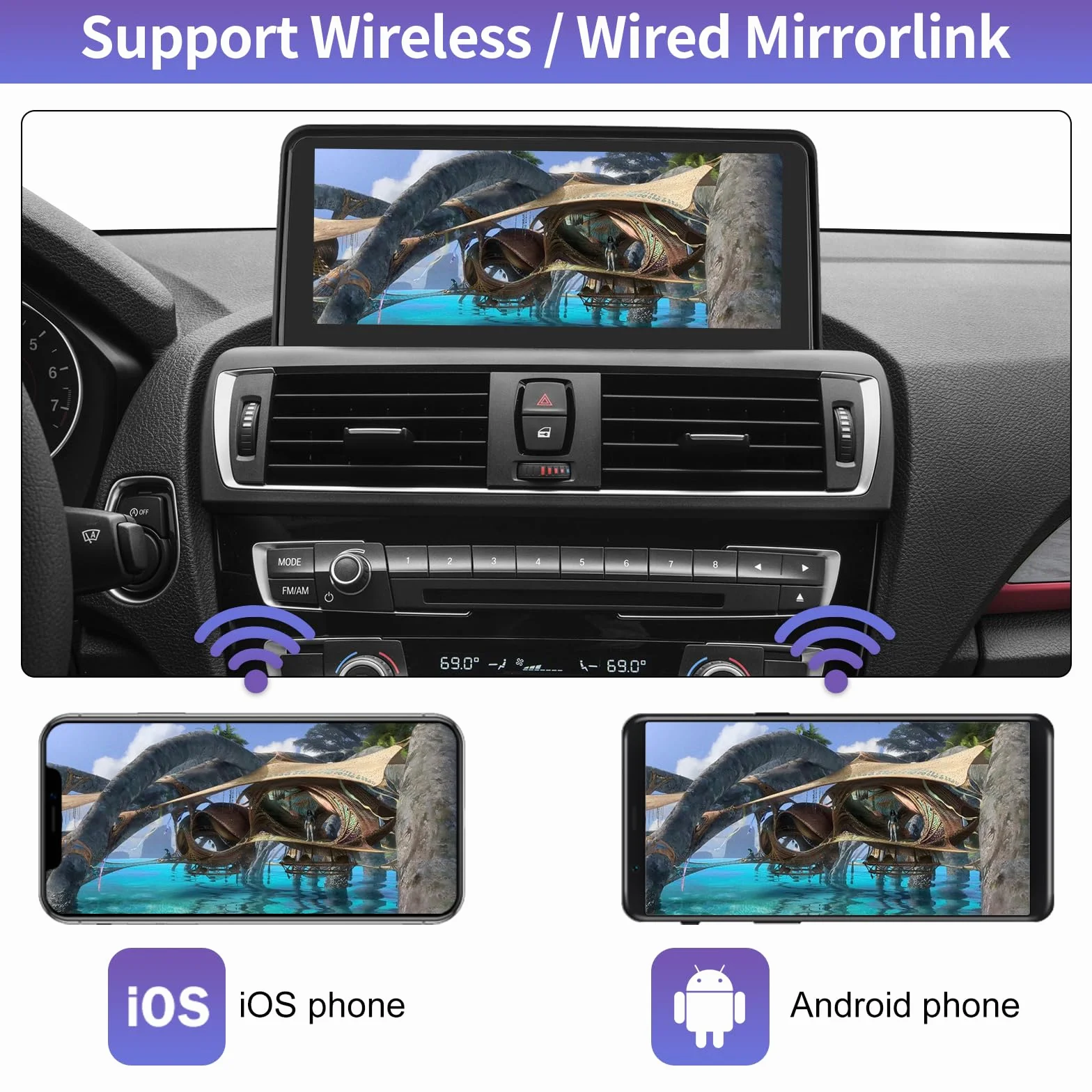 Road Top 10.25 calowy odbiornik radiowy samochodowy ekranu dotykowego dla BMW 1 2 Series F20/F21/F22 2013-2015 NBT Android Auto