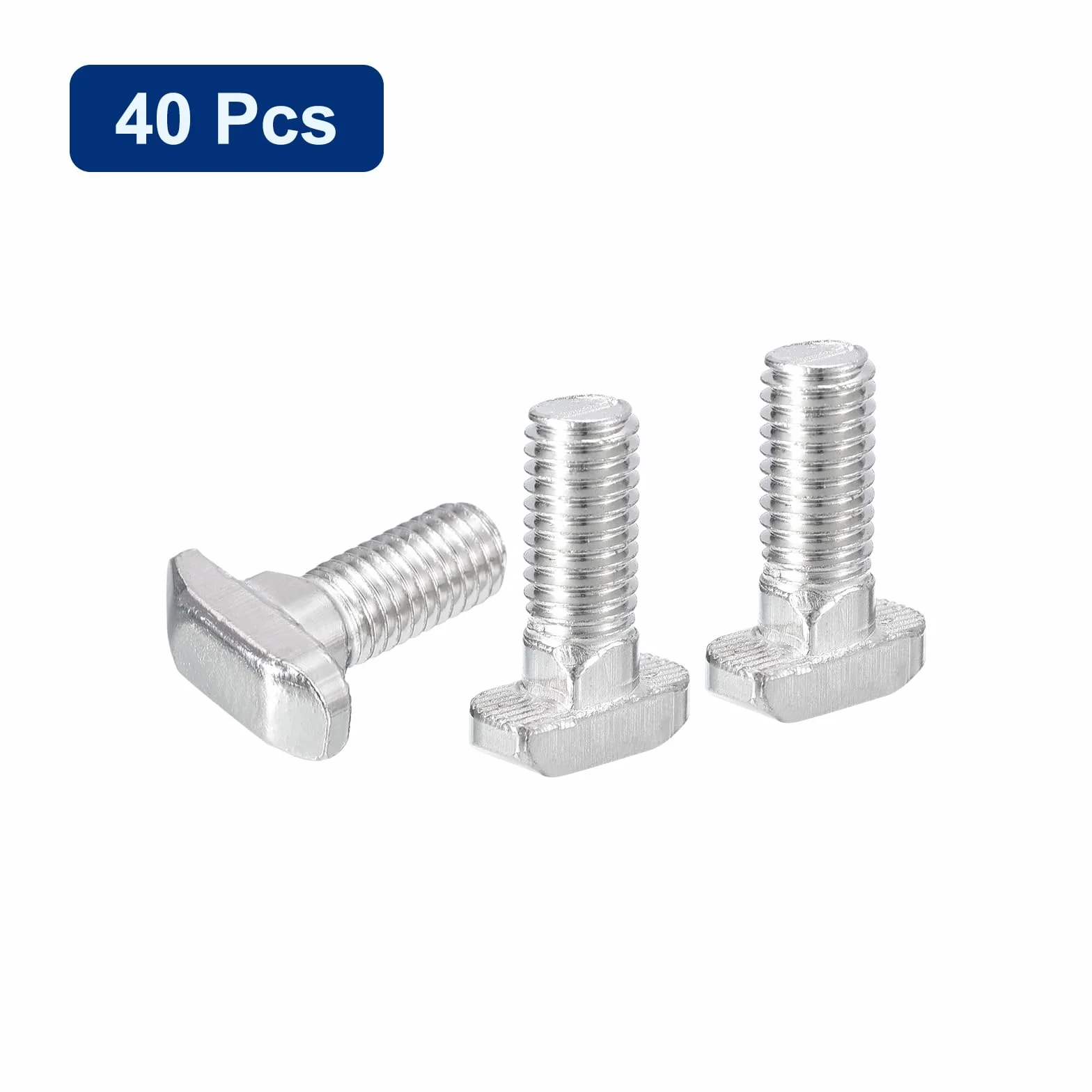 QUARKZMAN 40 sztuk śrub T-Slot, M8 x 20 mm Śruba z łbem młotkowym T Pin do profilu aluminium do T-lota serii 4040, stal węglowa niklowana, srebrny