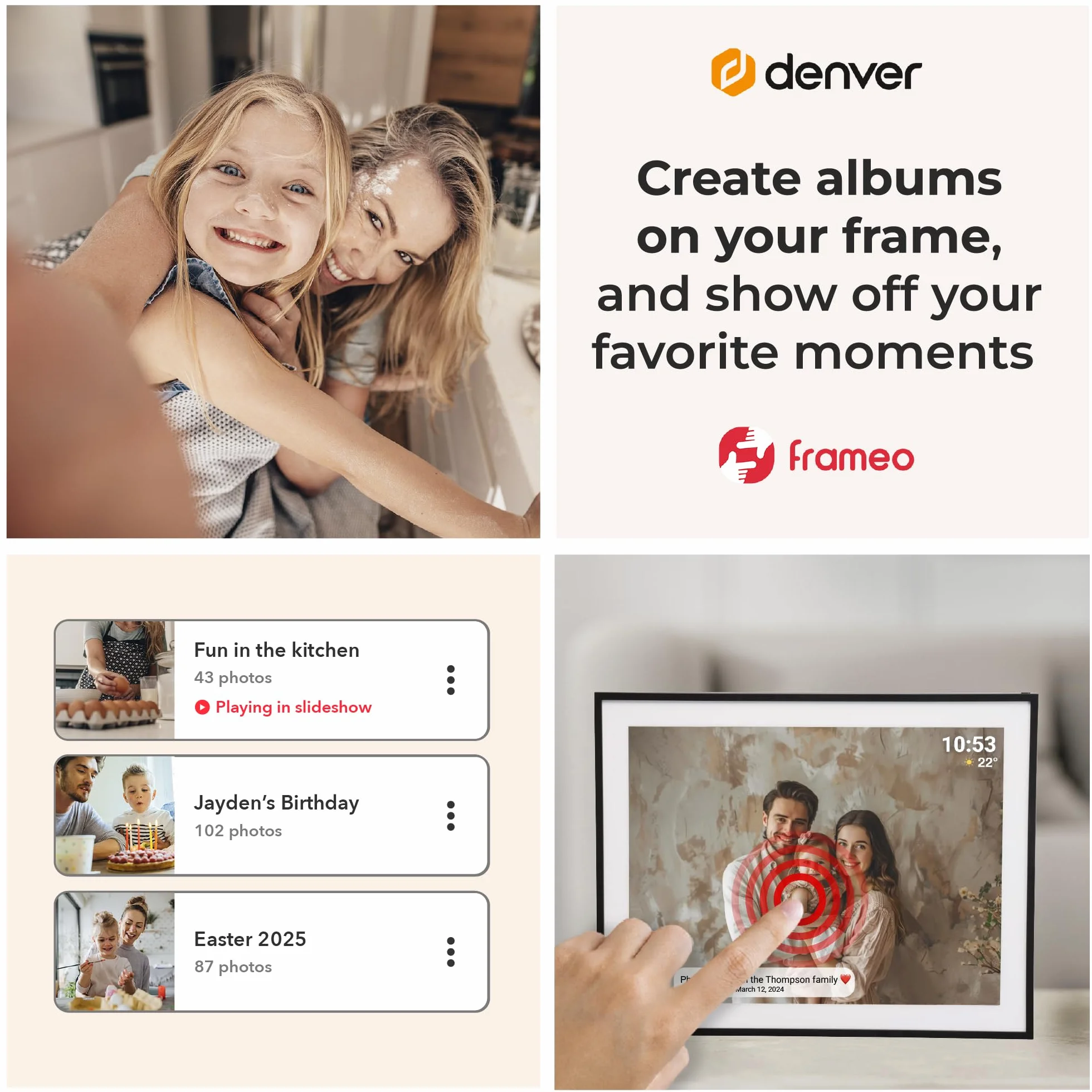 Denver PFF-1970 Cyfrowa ramka na zdjęcia Wi-Fi Full HD IPS 32 GB czarna
