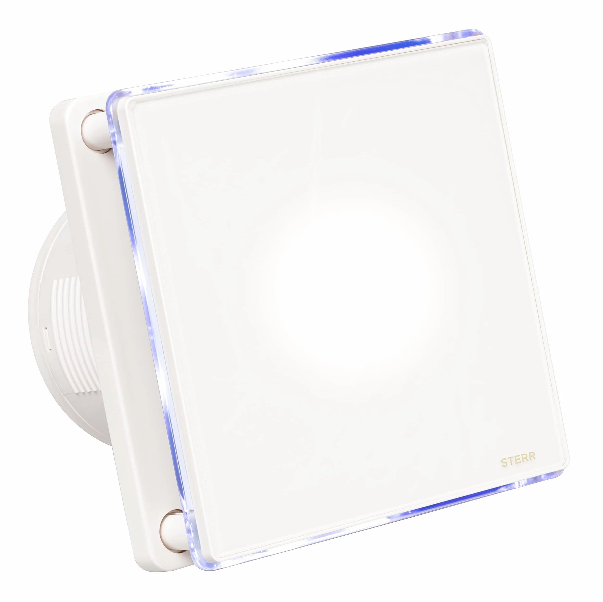 STERR Biały Wentylator Łazienkowy 100 mm z LED - Szklany Front - Nowoczesny Wygląd - BFS100L - 10 W