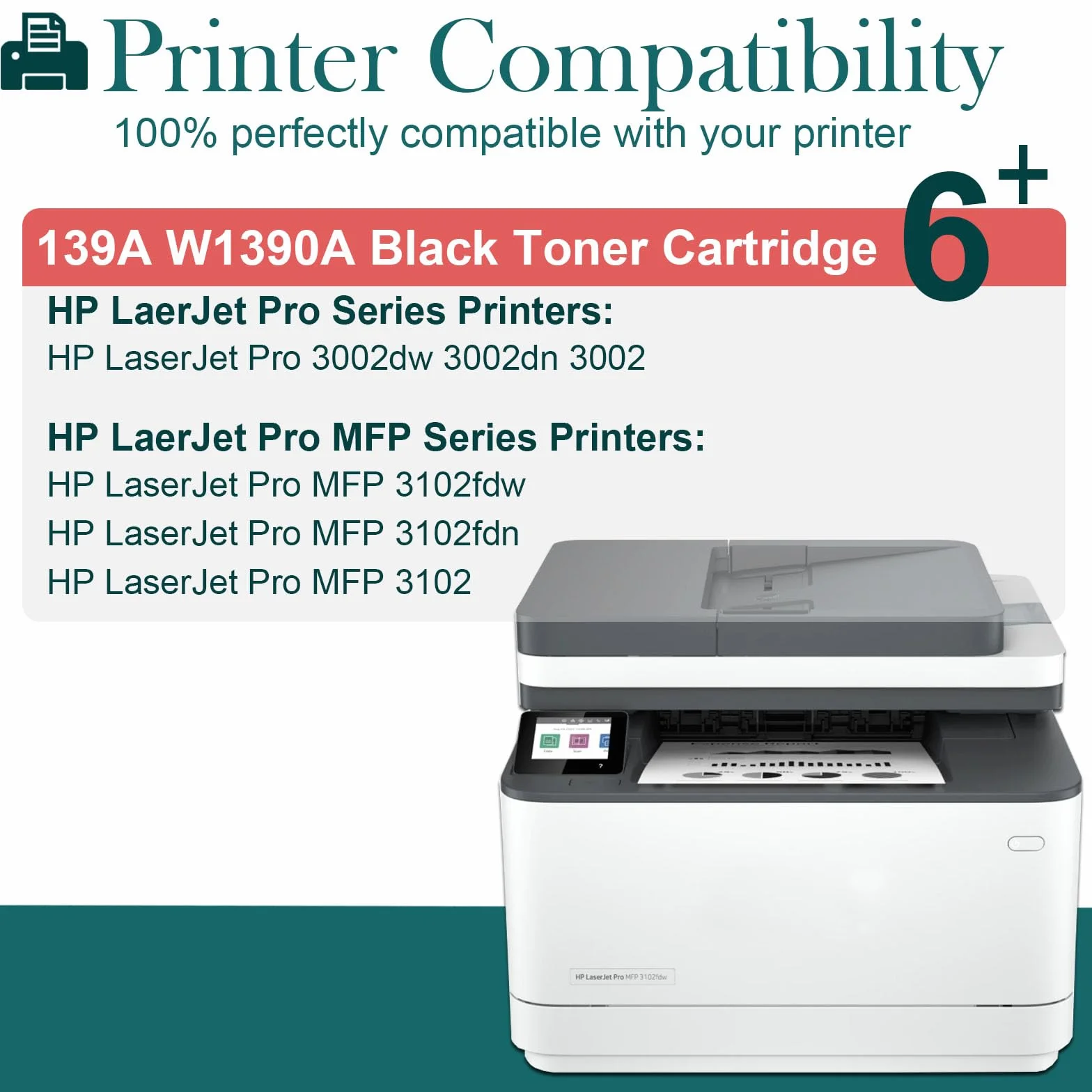 Toner z chipem 139A W1390A kompatybilny z HP 139A W1390A 139X W1390X Laserjet Pro 3002dw 3002dn 3002 MFP 3102fdn 3102fdw 3102 toner (czarny, 1 opakowanie)