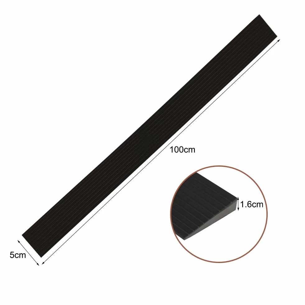 CEWROM Rampa progowa do drzwi, 100 x 5,5 x 1,6 cm, rampa dla wózków inwalidzkich, PCW, listwa przejściowa, antypoślizgowa powierzchnia, rampa krawężnikowa do chodzików, wózka inwalidzkiego, skutera i