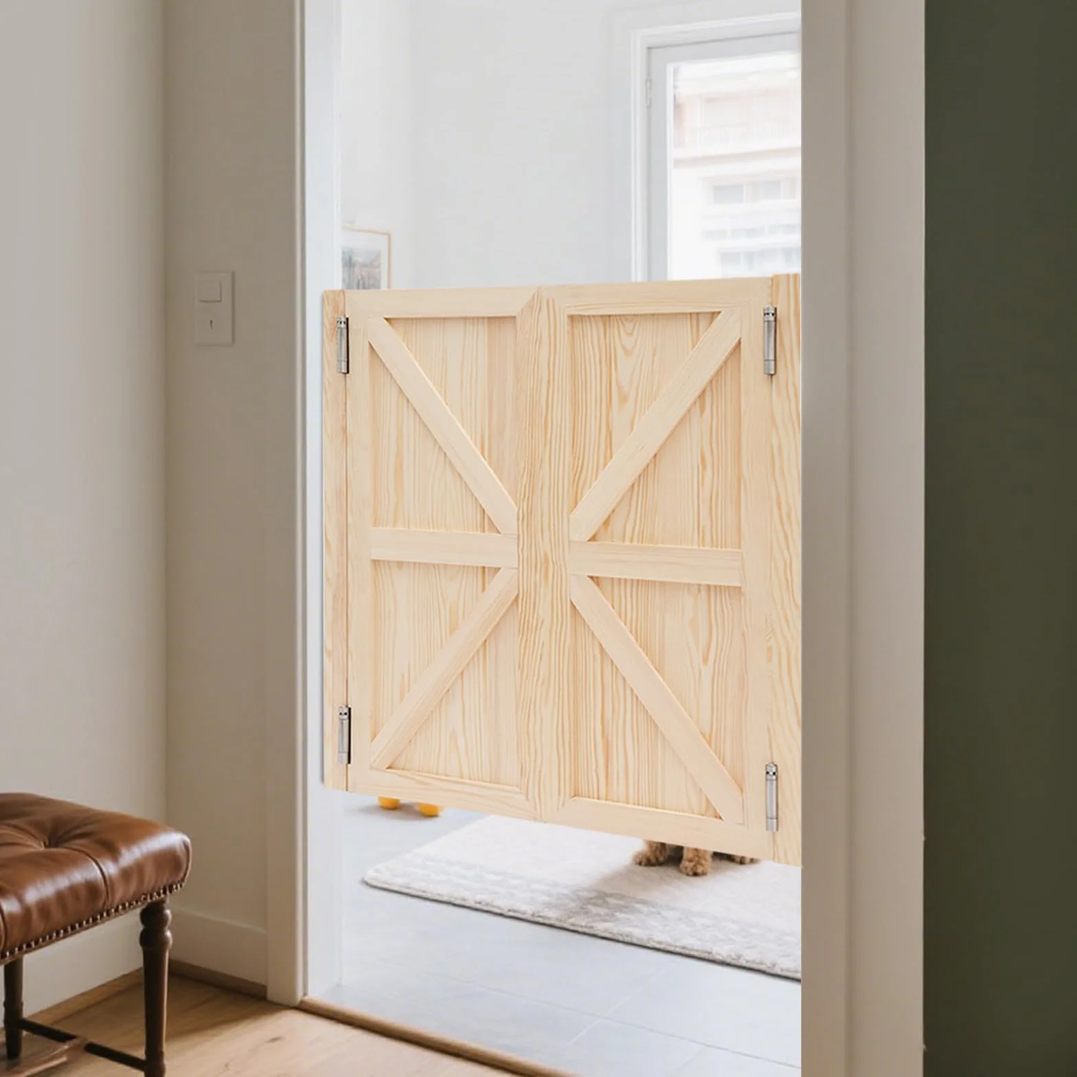 Drzwi wahadłowe Pendeltür Saloontür Drzwi wahadłowe Drewno Drewniane drzwi wewnętrzne Drzwi lamelowe Sliding Door Podwójne drzwi z drewna sosnowego z symetrycznym wzorem, odpowiednie do wejścia