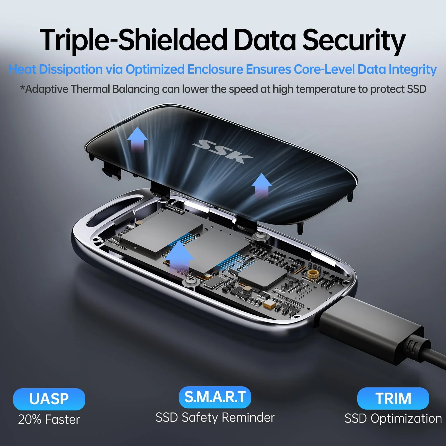 SSK Zewnętrzny dysk SSD 1 TB USB 3.2 Gen 2x2 2000 MB/s