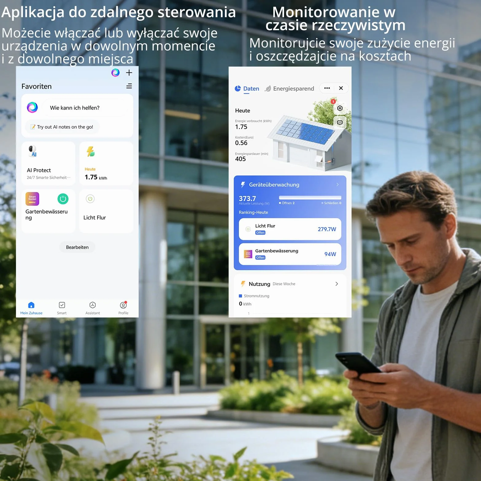 EYPINS Gniazdko WLAN do użytku na zewnątrz IP54, Inteligentne gniazdko zewnętrzne z pomiarem prądu, harmonogramem, ochroną przed przeciążeniem, Sterowanie głosem za pomocą Alexa i Google Home, Zdalne