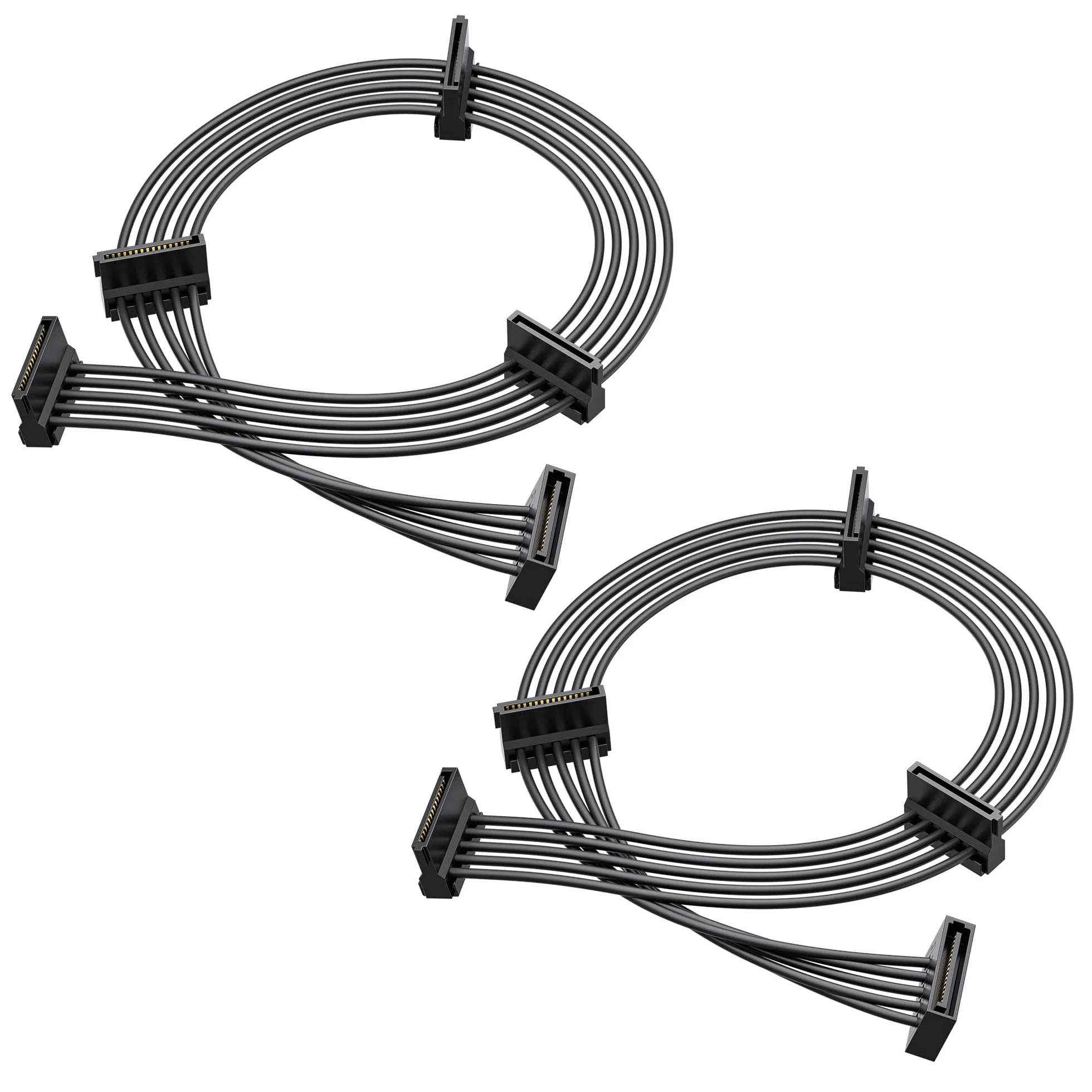 Cable Matters (pakiet 2 szt.) 15-pinowy kabel SATA na 4 SATA rozdzielacz zasilania - 45 cm