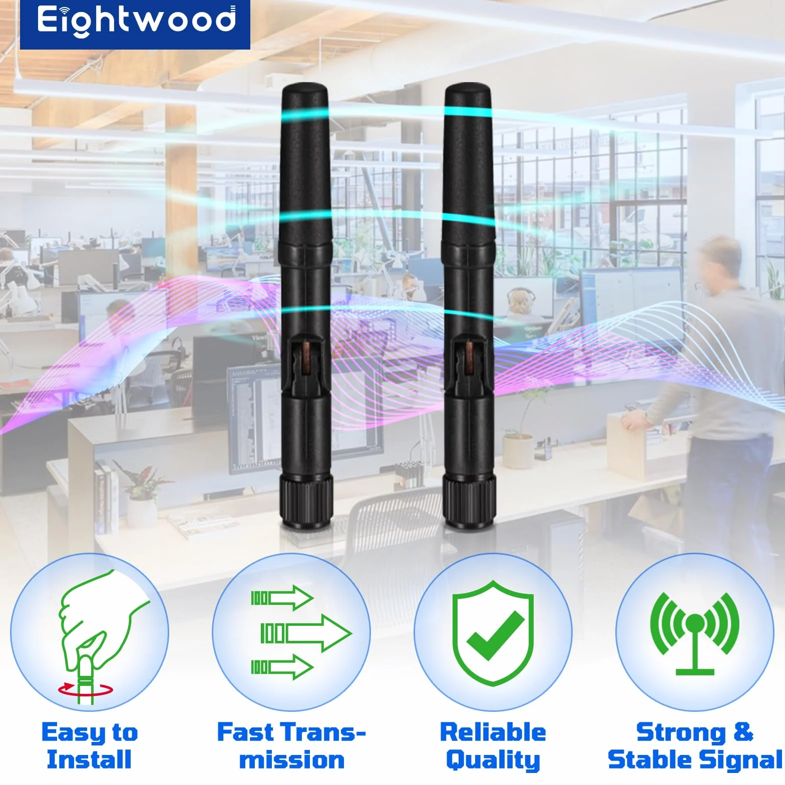 Eightwood Mała antena WiFi dwupasmowa 2,4 GHz 5,8 GHz RP SMA 2 szt.