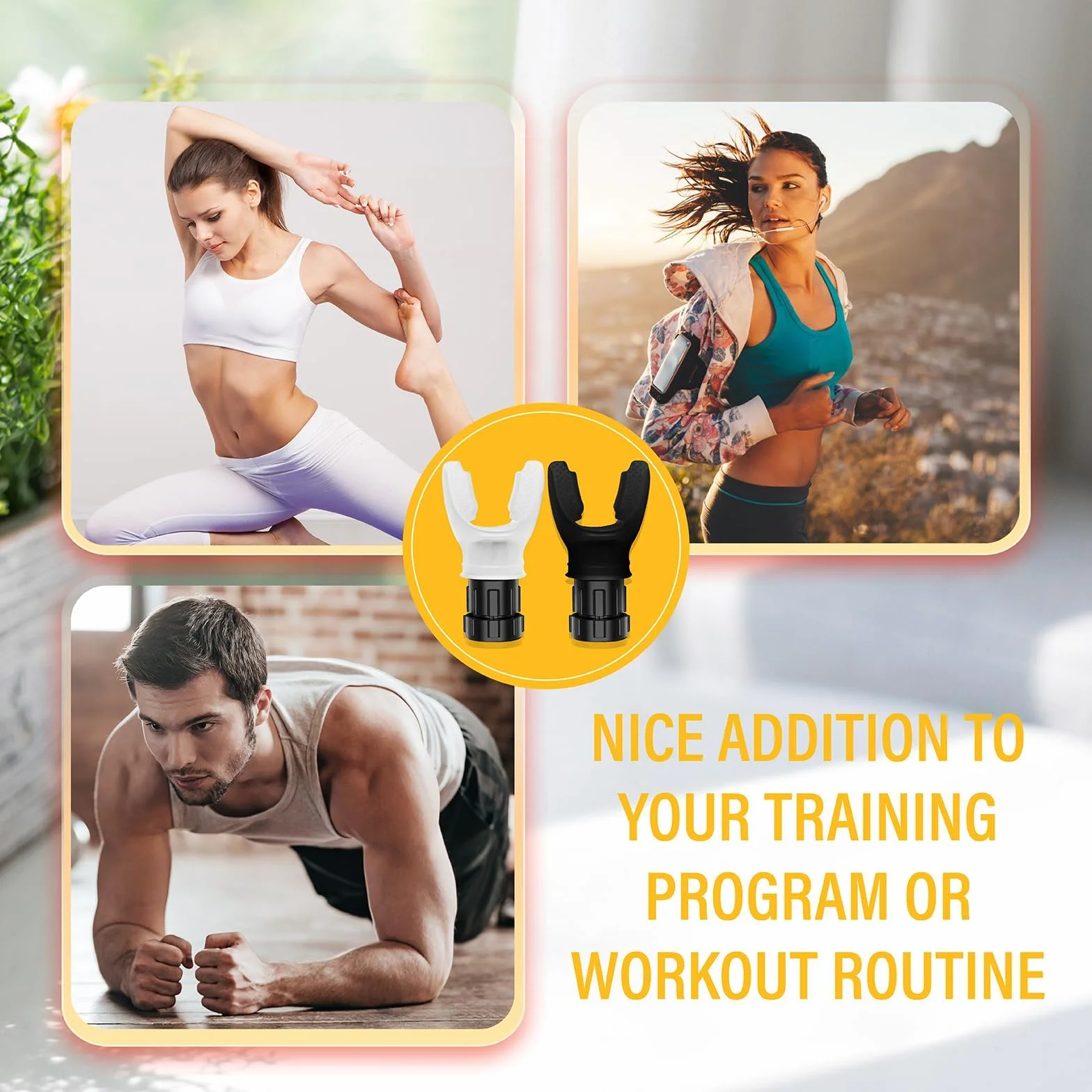 Oxyfit trener płuc | trener oddechowy z regulowanymi opornikami do treningu płuc i niedotlenienia | trening mięśni oddechowych | regulowany opór (czarny)